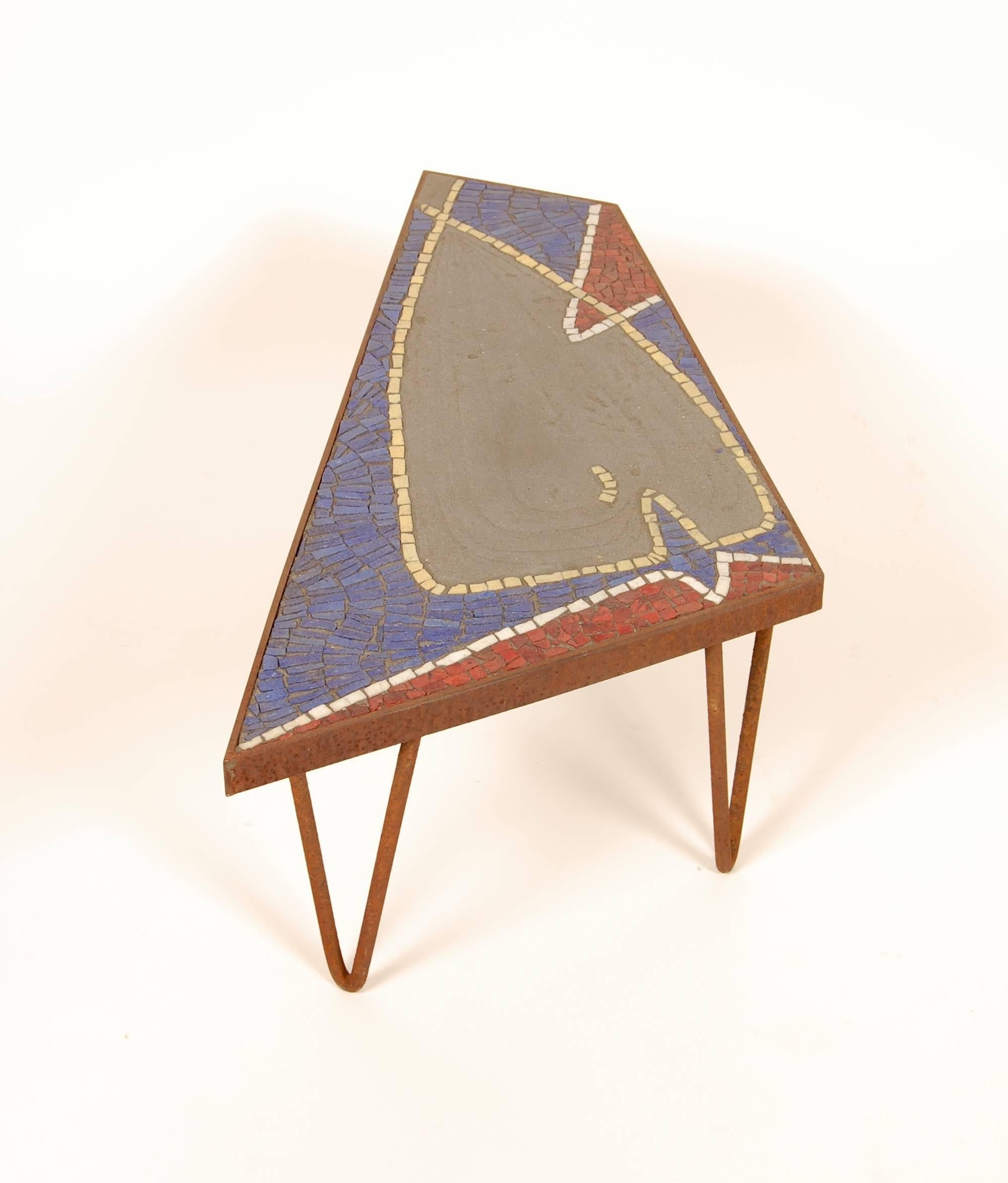 20th Century Iron and Glass Mosaic Side Table 