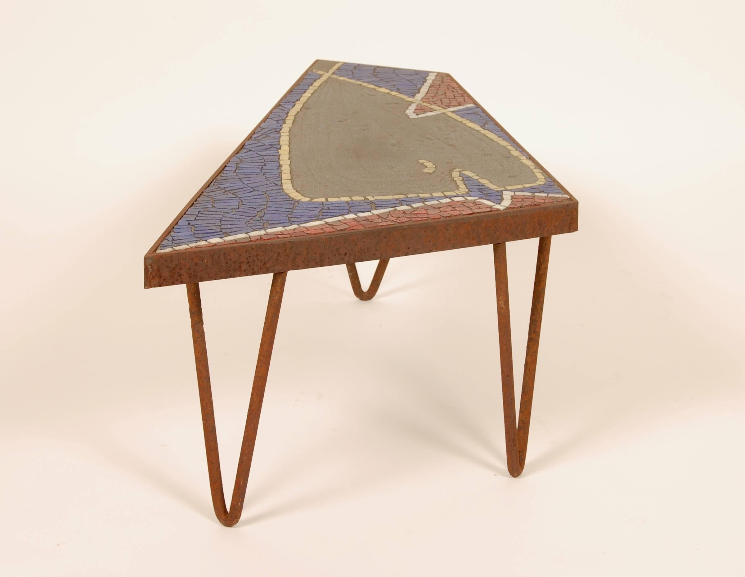 Iron and Glass Mosaic Side Table 