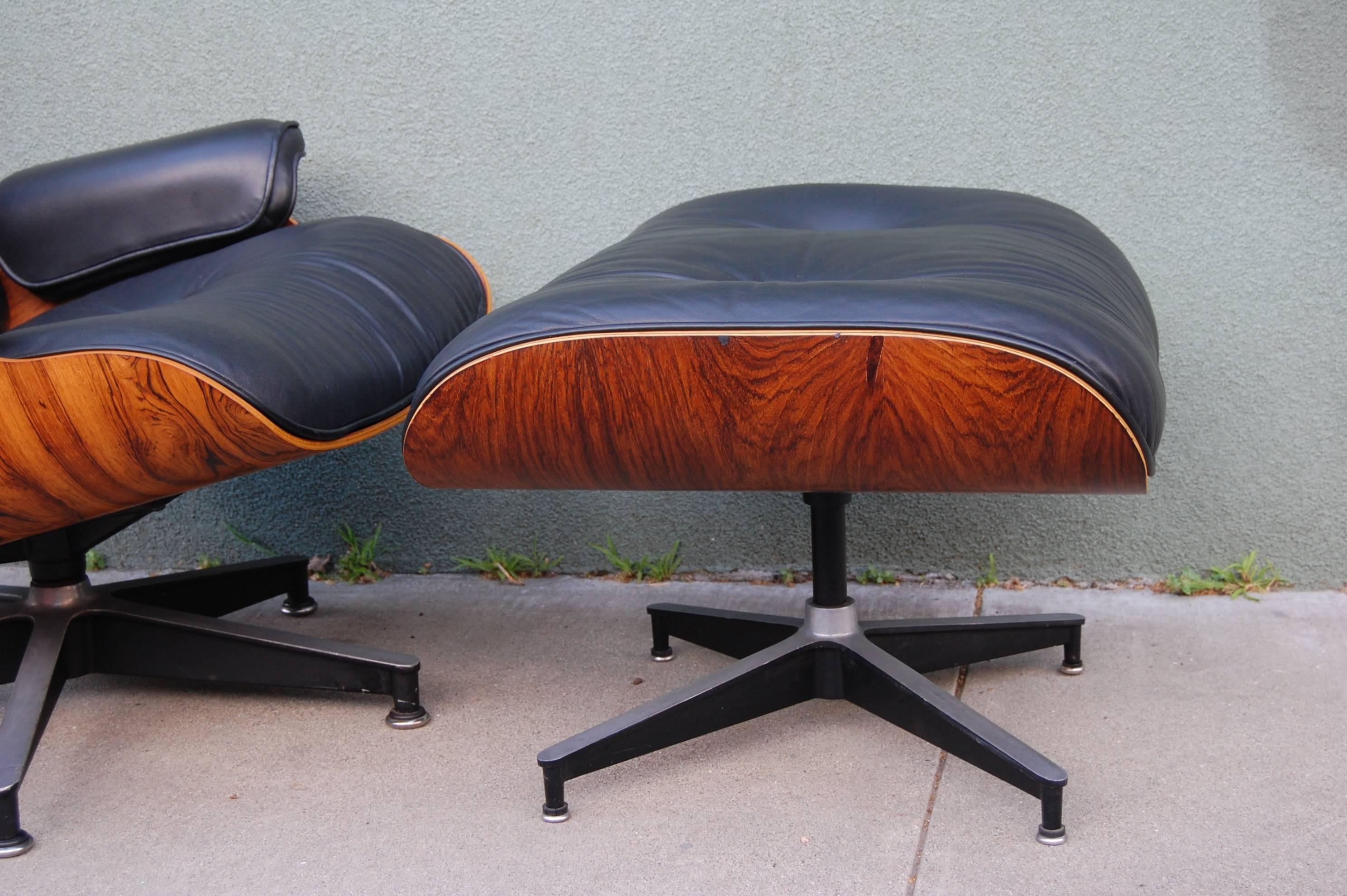 Leather 1970s Eames Lounge and Ottoman 670 / 671