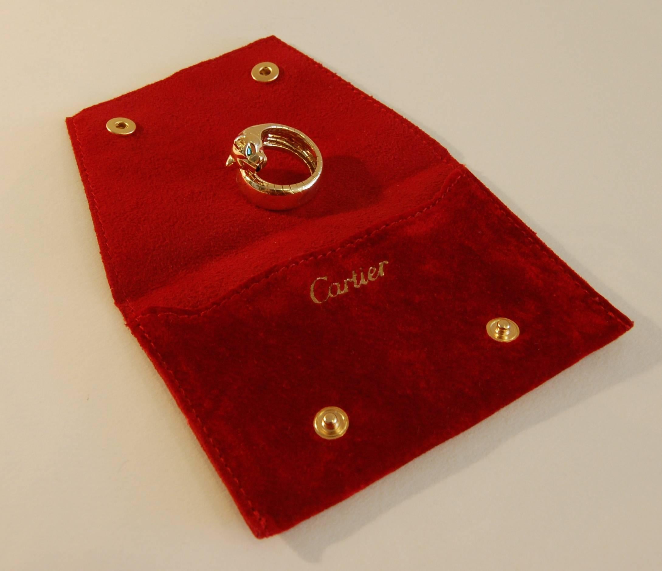 Cartier Panthere 18-Karat Gold, Onyx and Emerald Ring In Excellent Condition In San Francisco, CA