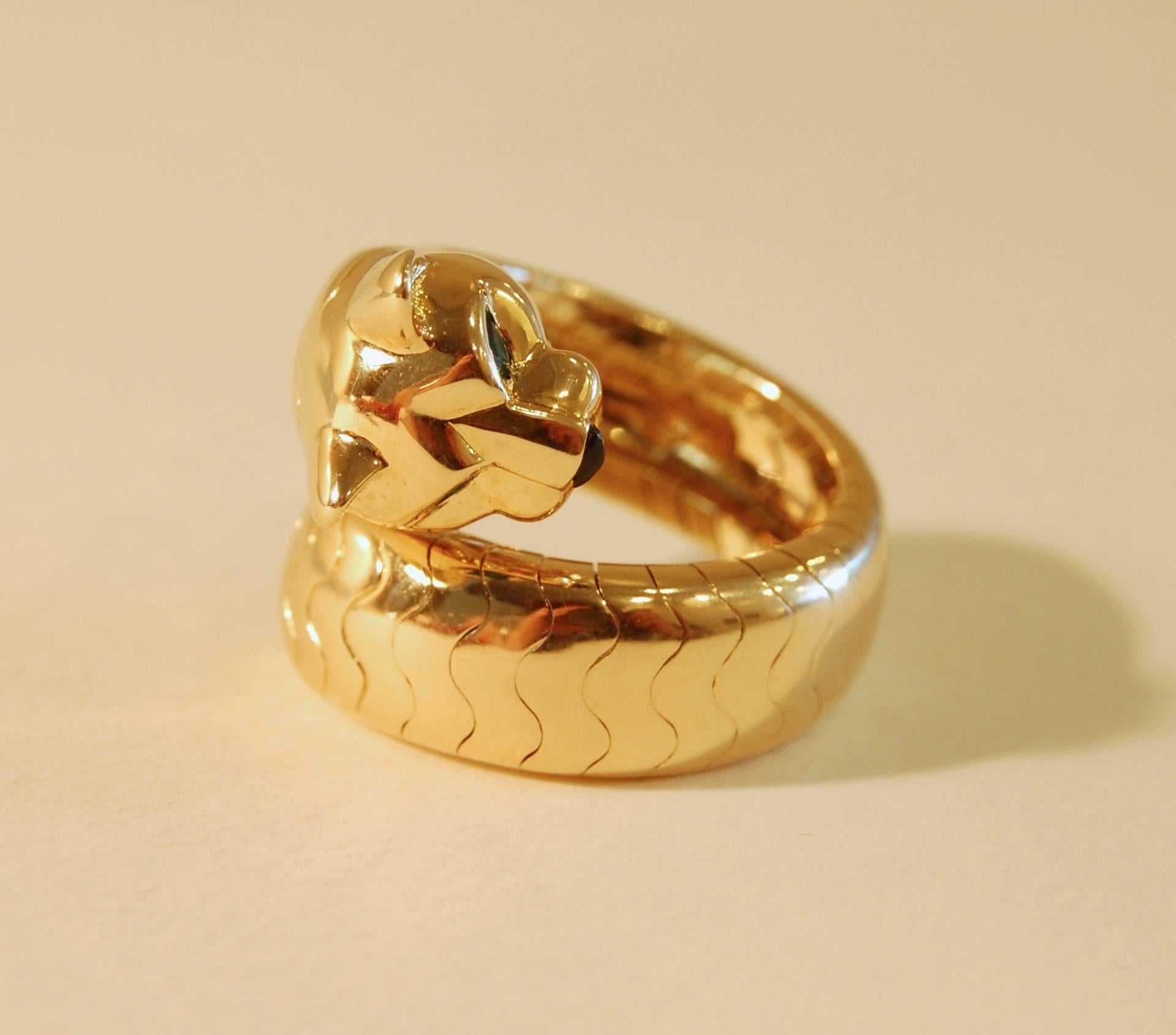 Other Cartier Panthere 18-Karat Gold, Onyx and Emerald Ring