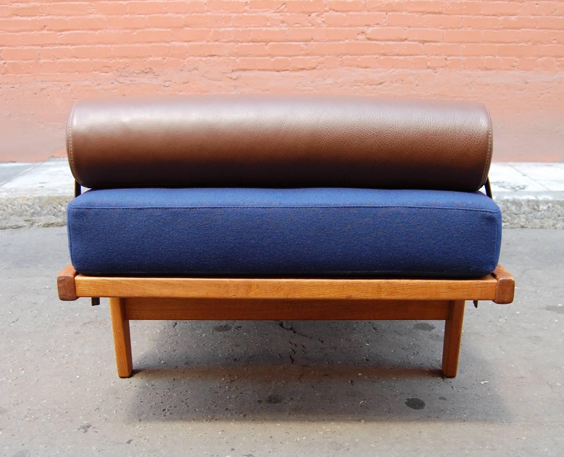 Leather Poul Volther 1950s Danish Daybed in Knoll Fabric