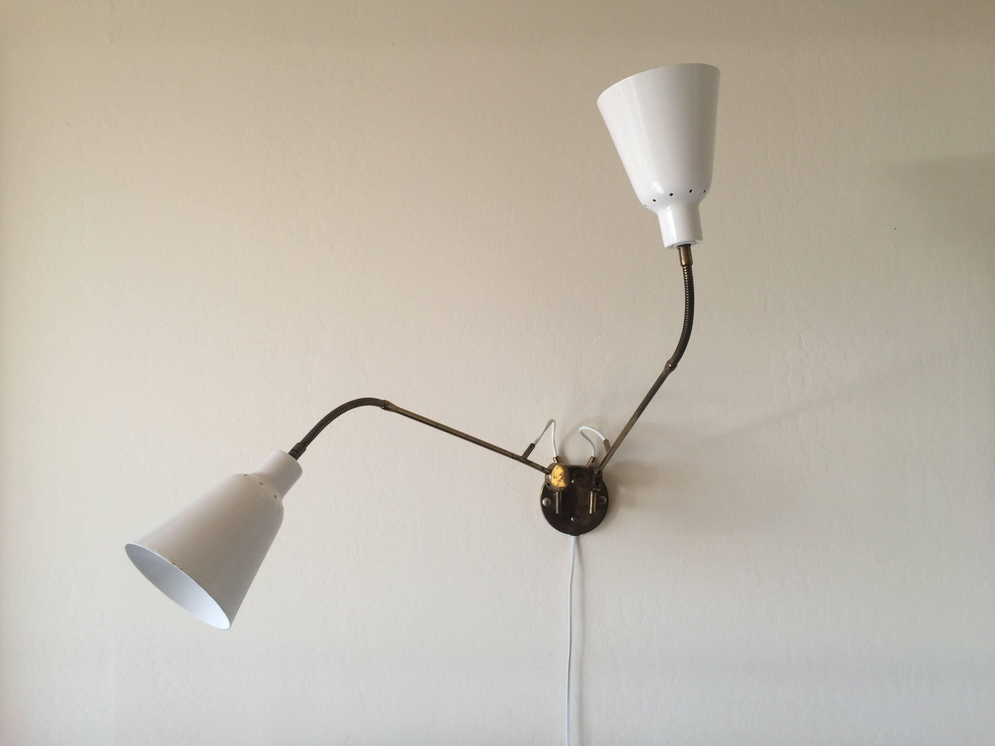 Arredoluce Adjustable Two-Arm Wall Lamp by Angelo Lelii In Good Condition In San Francisco, CA