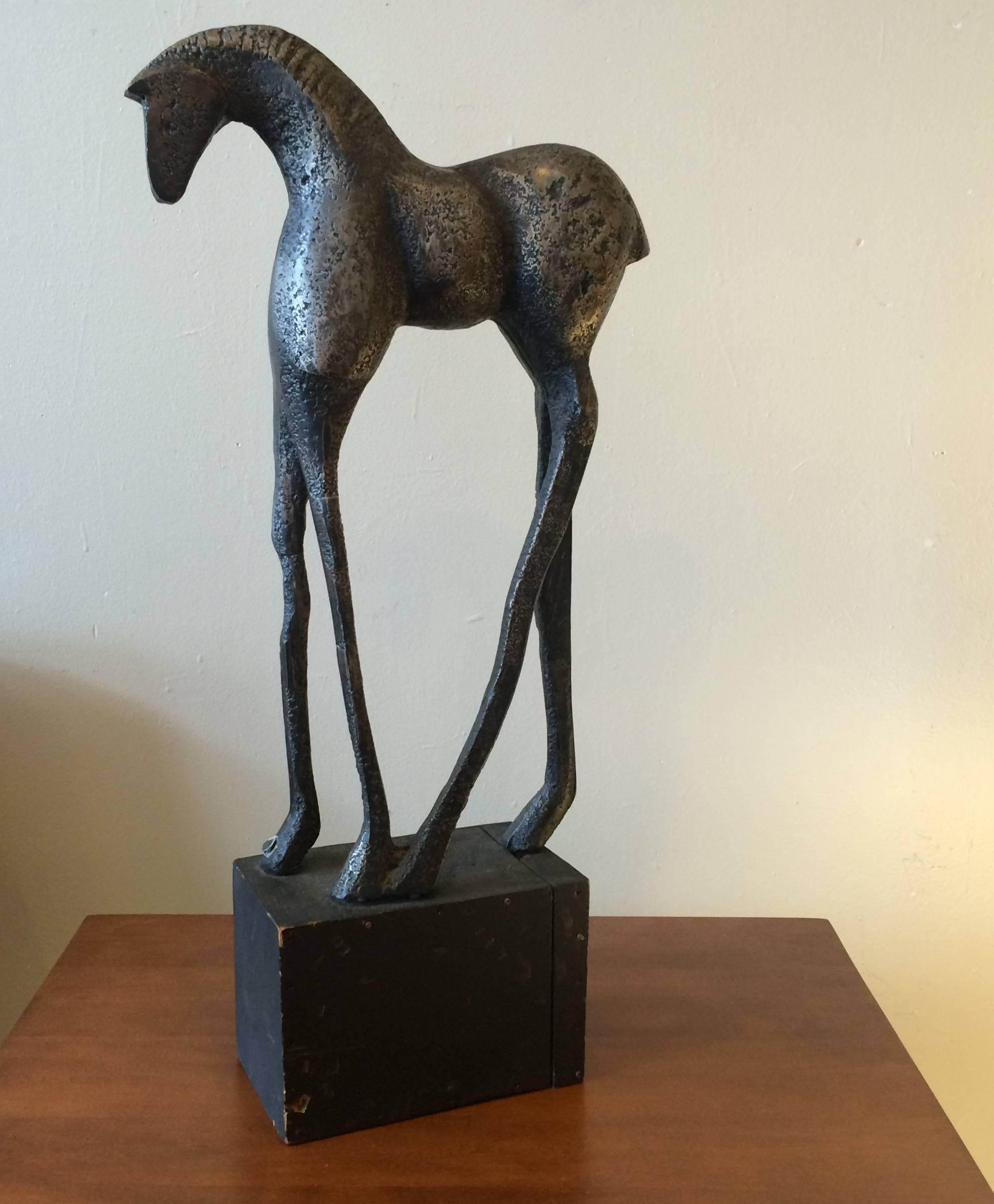 Cast 1960s Modernist Abstract Equine Sculpture
