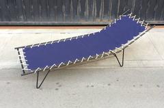 1950s Modernist Iron and Sail Cloth "Canvas" Chaise