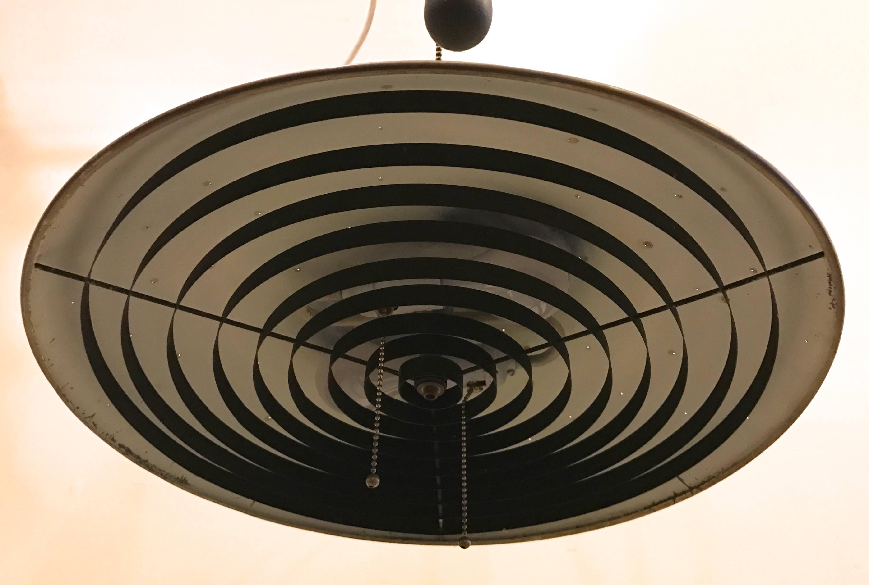 Patinated 1950s California Designer Robert Bulmore Adjustable Pendant Lamp