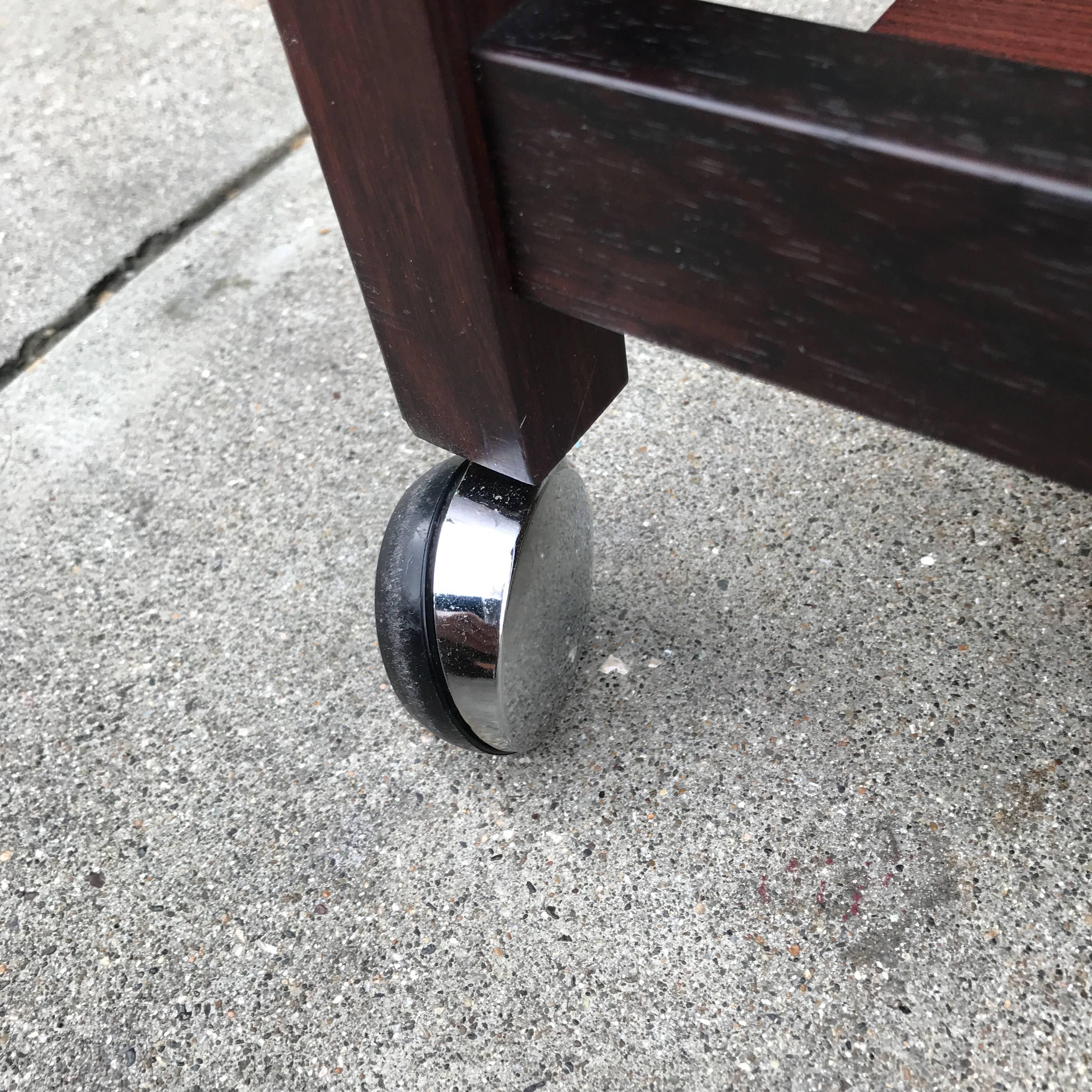 Danish Rosewood Serving or Bar Cart with Removable Tray Top 1