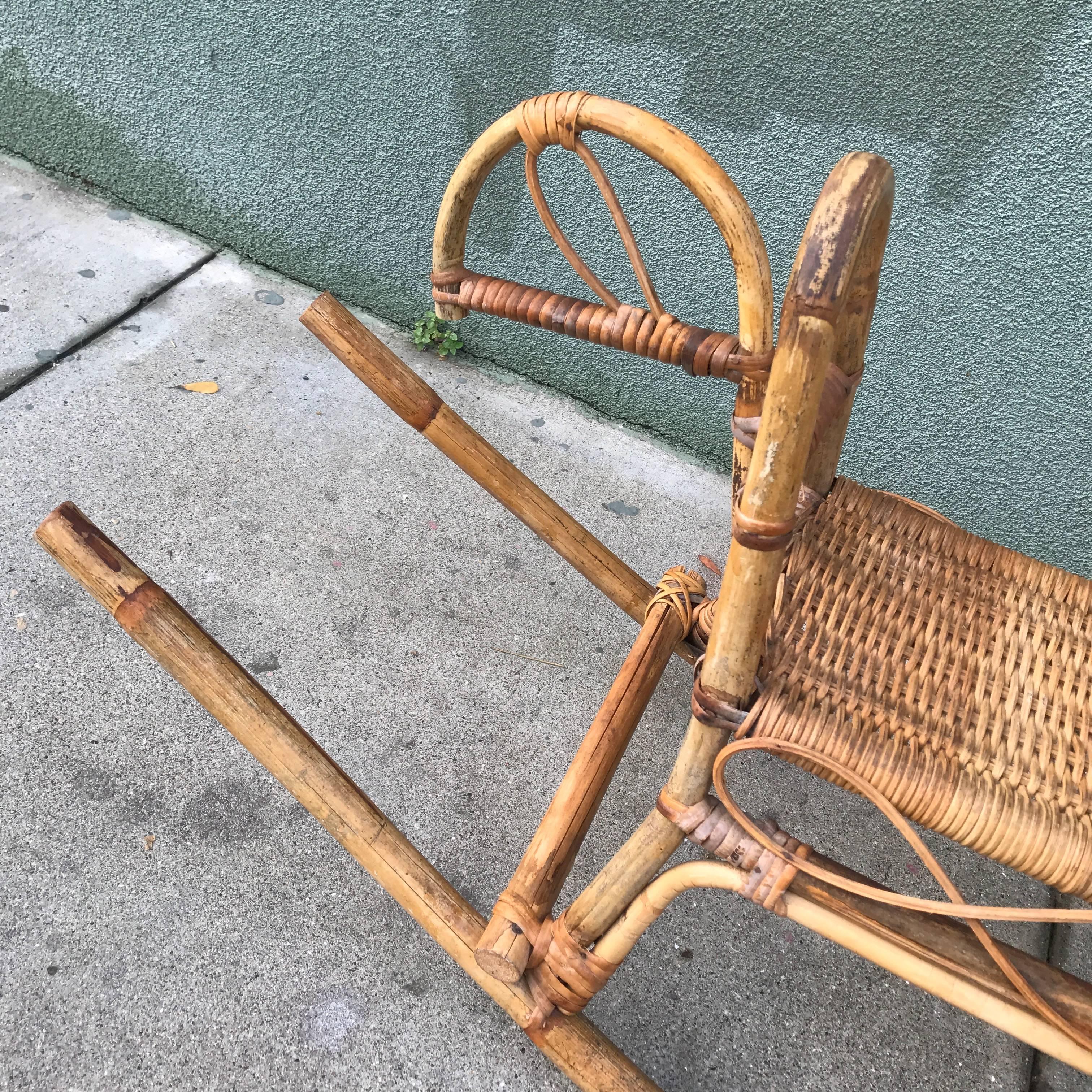Woven Rattan Child's Rocking Horse For Sale