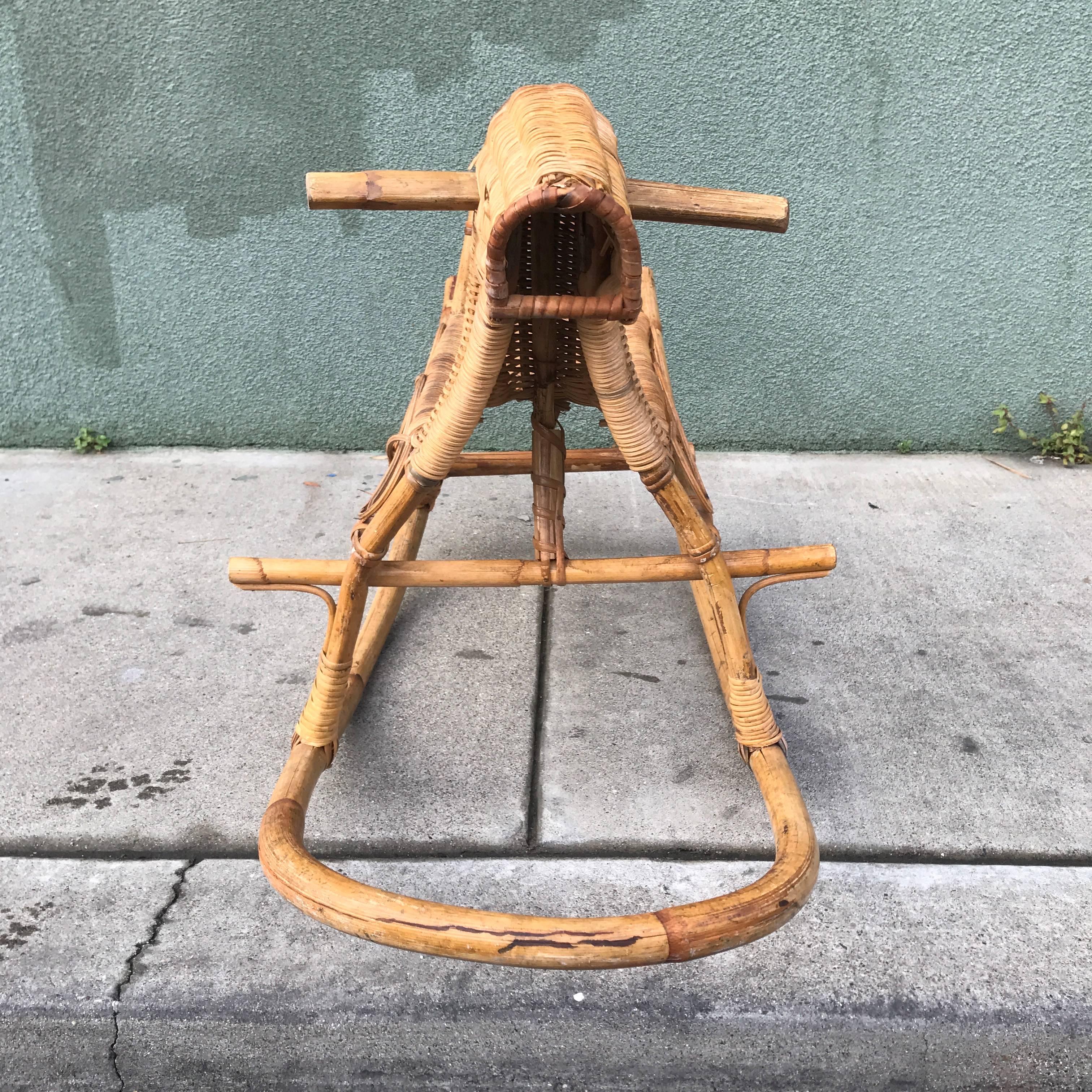 Rattan Child's Rocking Horse For Sale 1