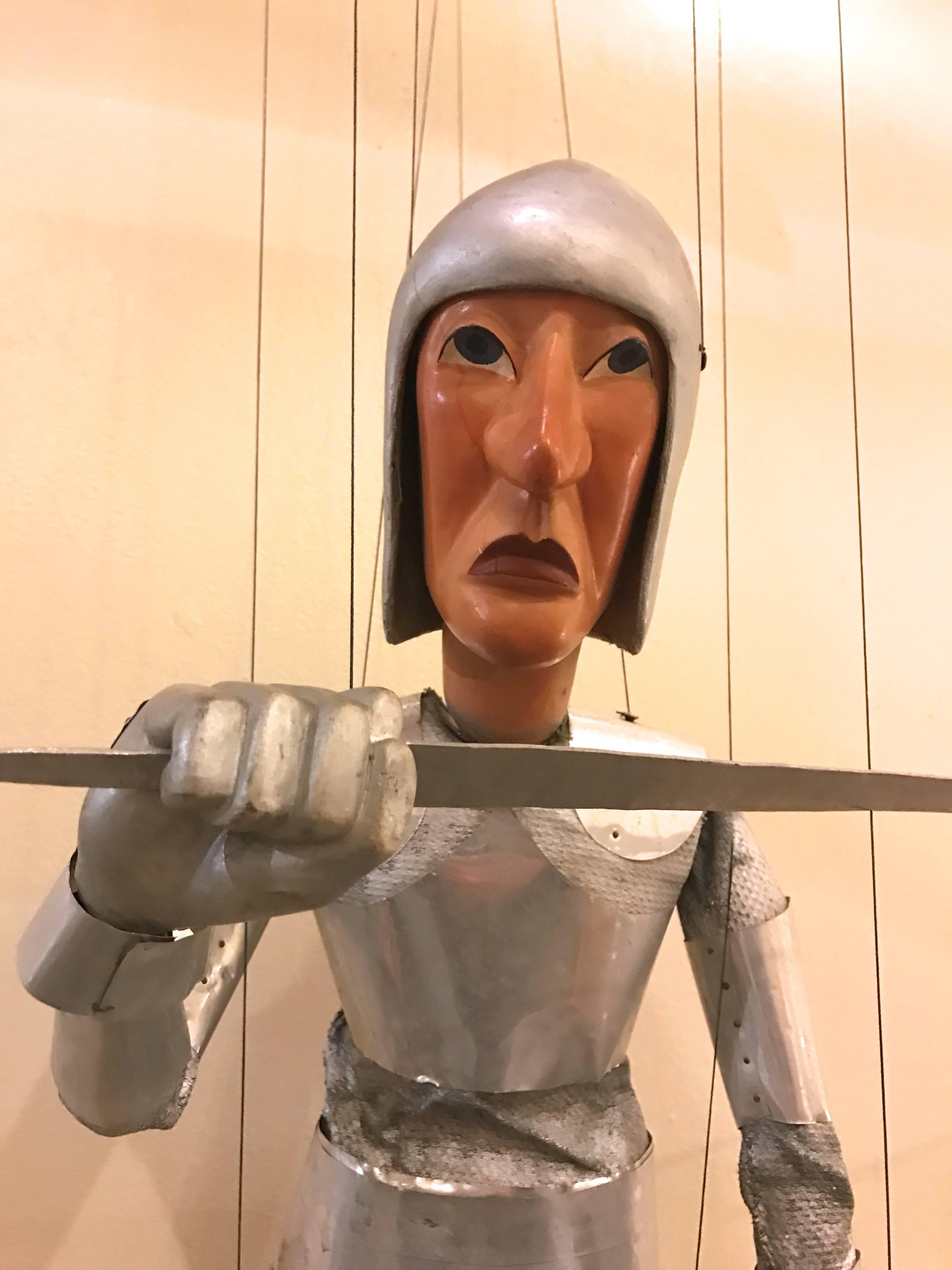 Mid-Century Modern 1960s Artists Crafted Medieval Knight Puppet by Stan Felman