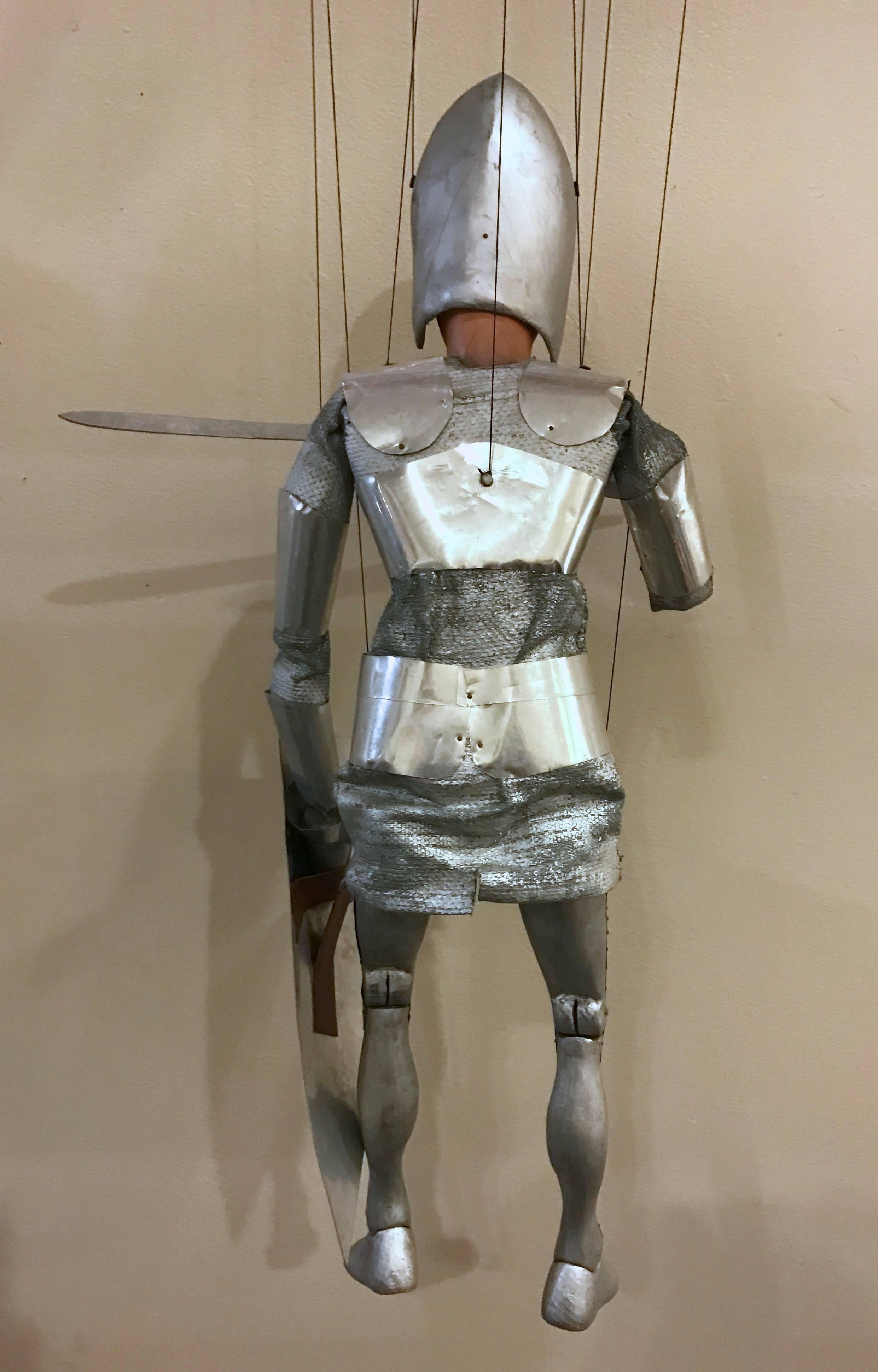 American 1960s Artists Crafted Medieval Knight Puppet by Stan Felman