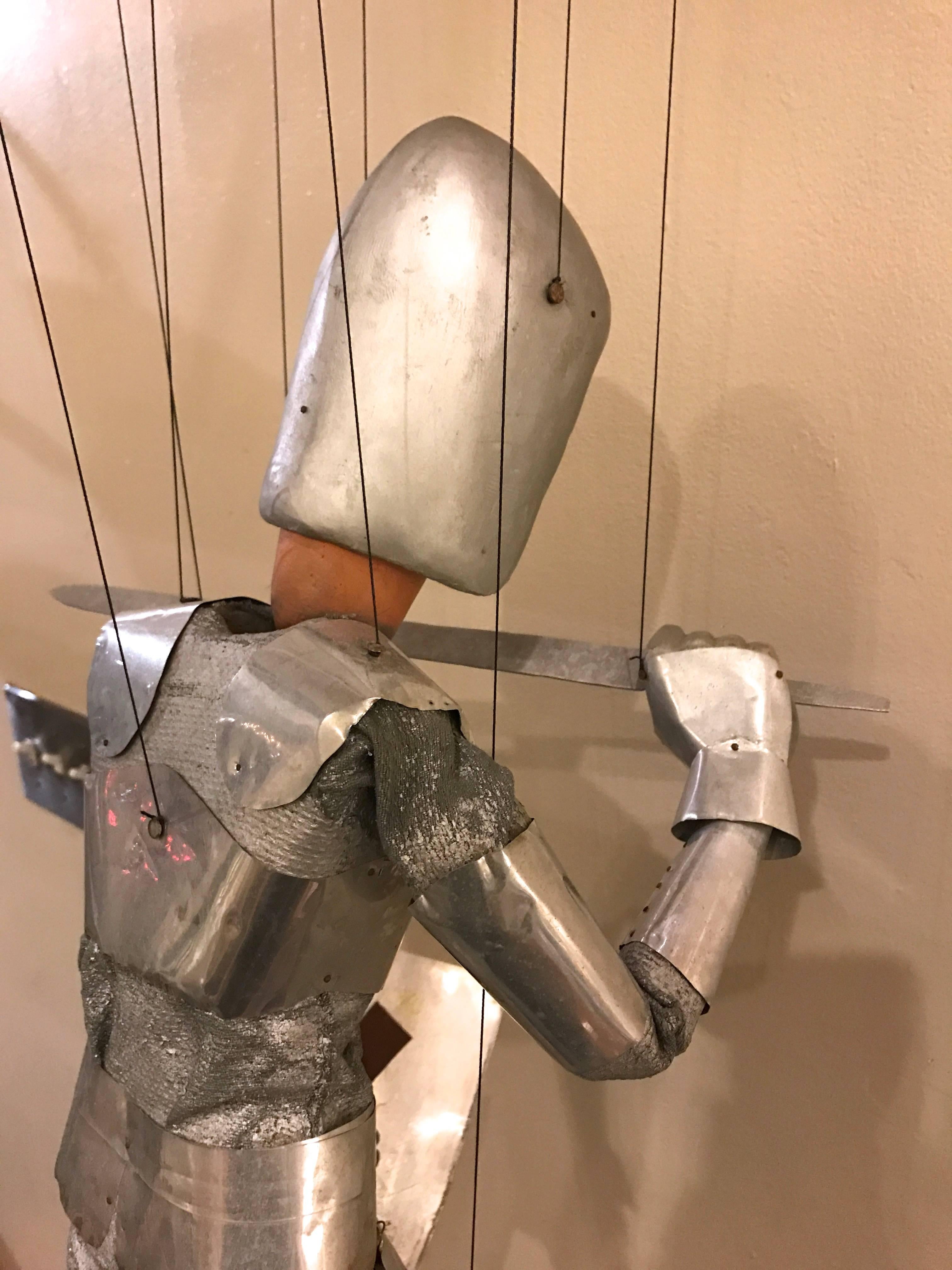 Carved 1960s Artists Crafted Medieval Knight Puppet by Stan Felman