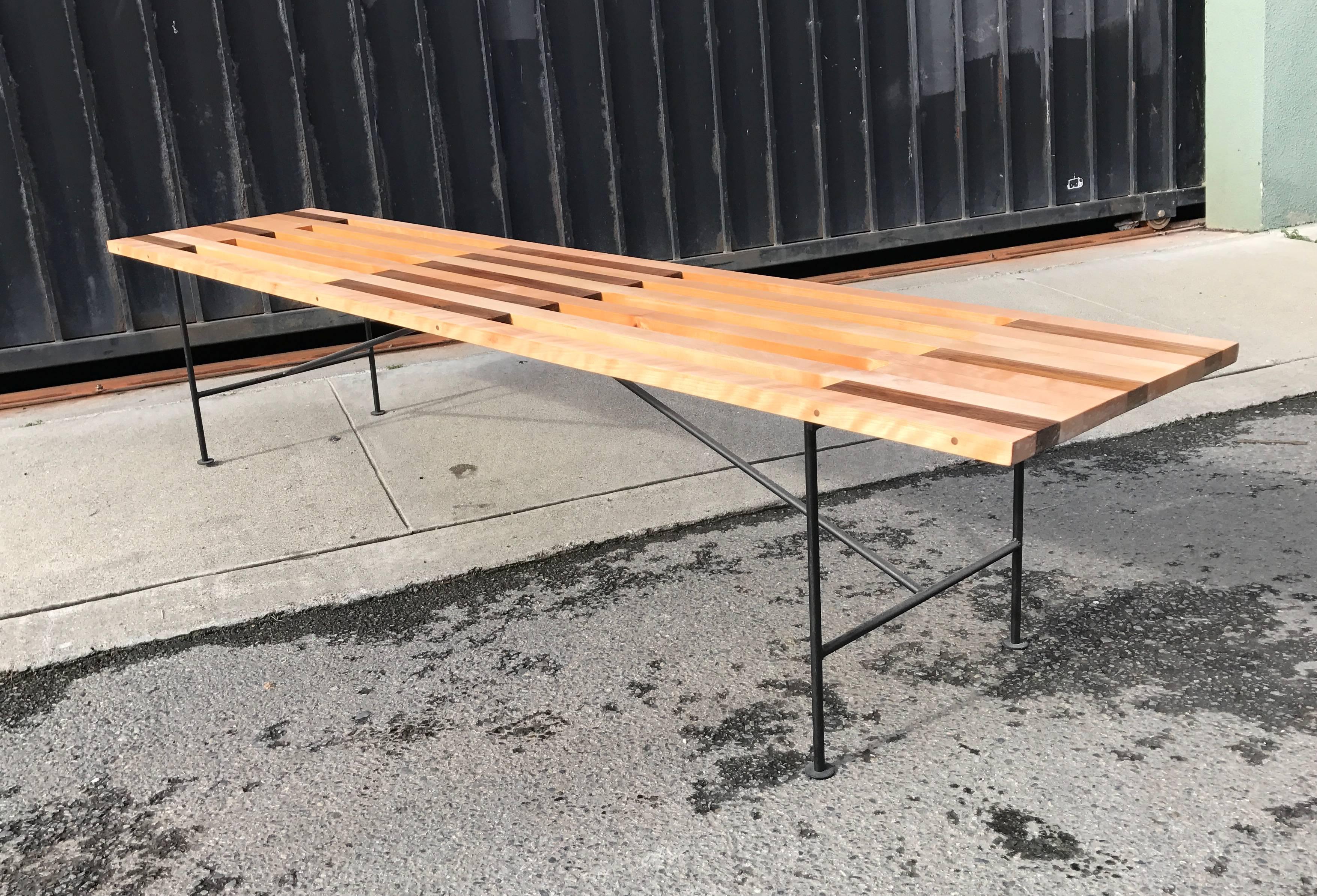 Mid-Century Modern Custom Slat Bench or Coffee Table For Sale