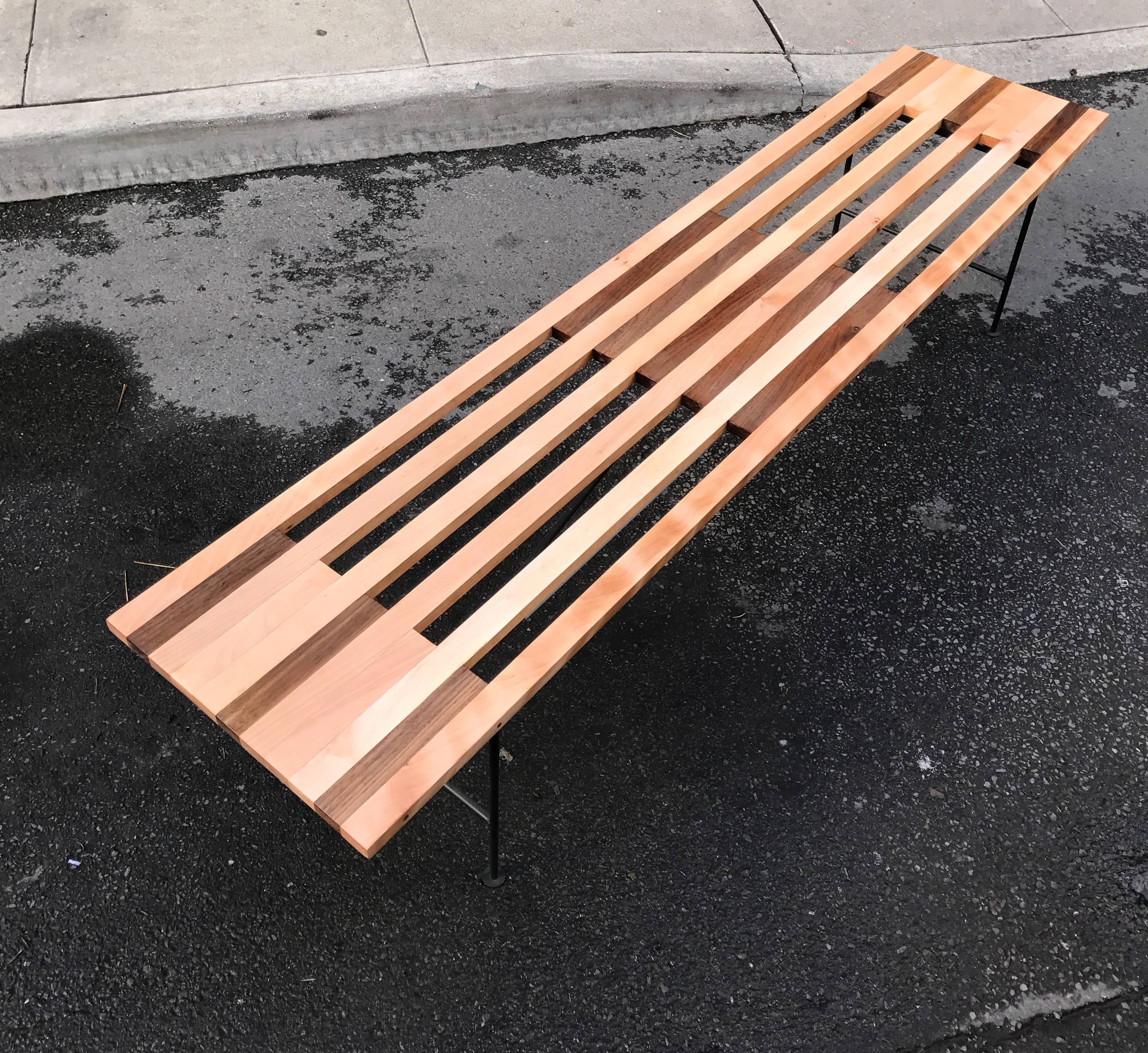 Iron Custom Slat Bench or Coffee Table For Sale