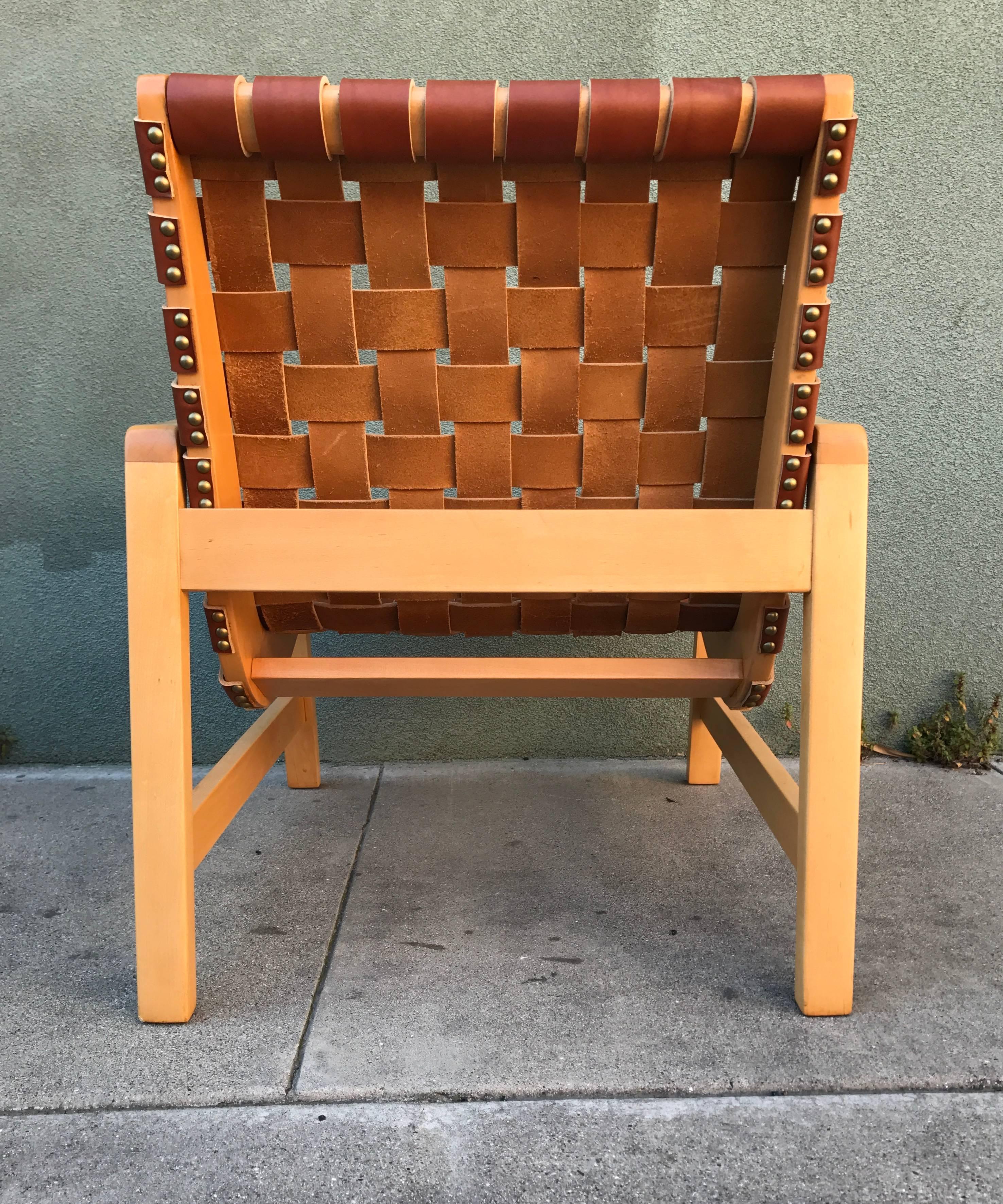 Jens Risom for Knoll Leather Armchair In Excellent Condition In San Francisco, CA