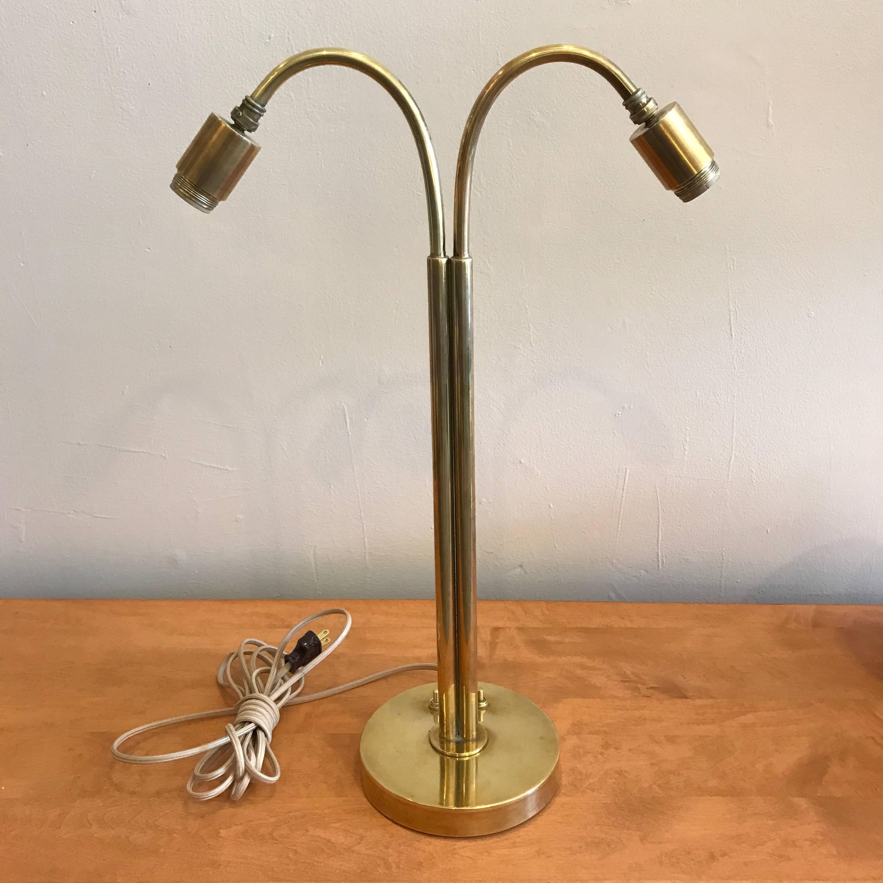 Polished Handmade Brass Table Lamp by Norman Grag California Design For Sale