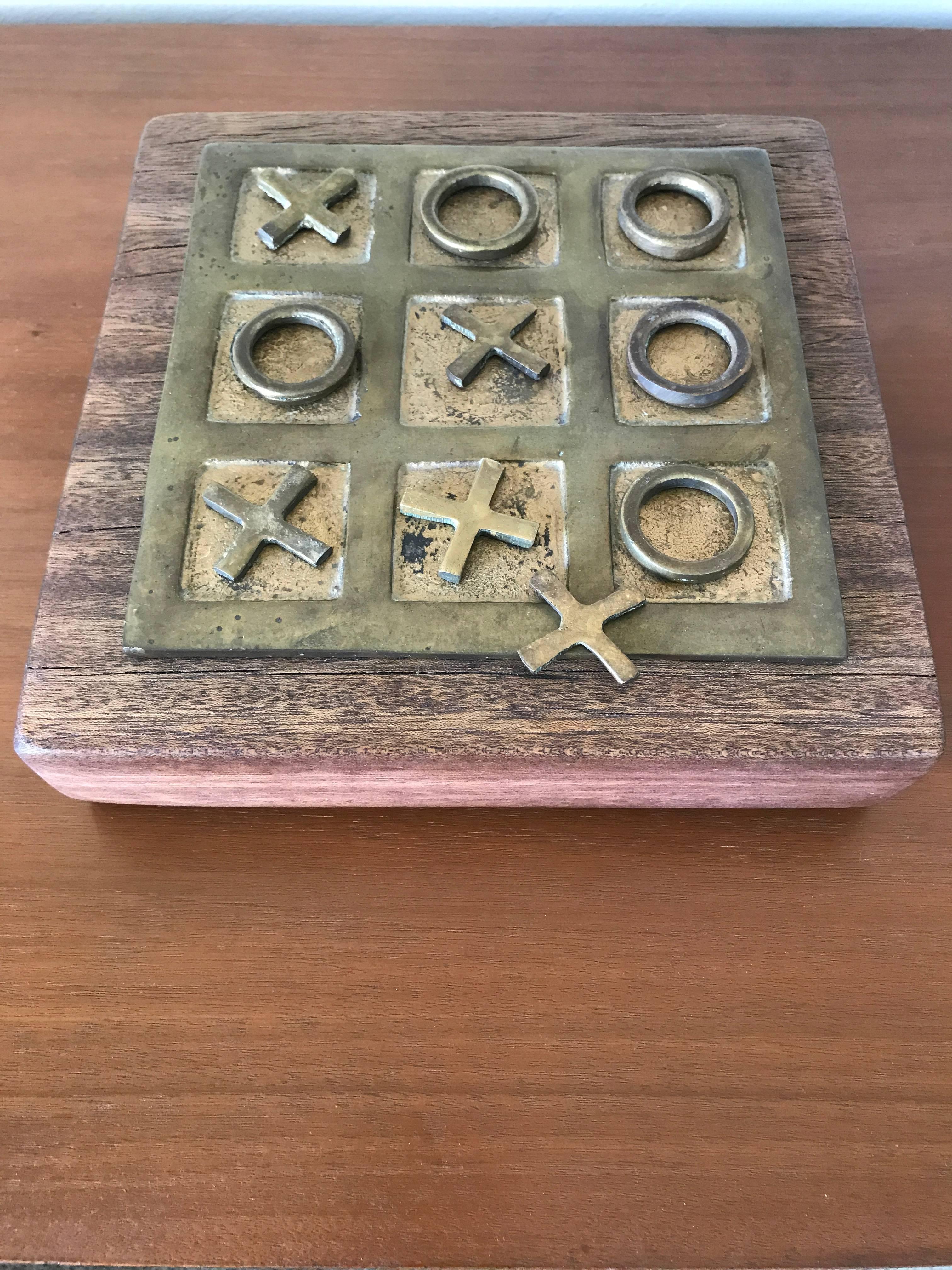 Handmade Brass and Wood Tic Tac Toe Game 1
