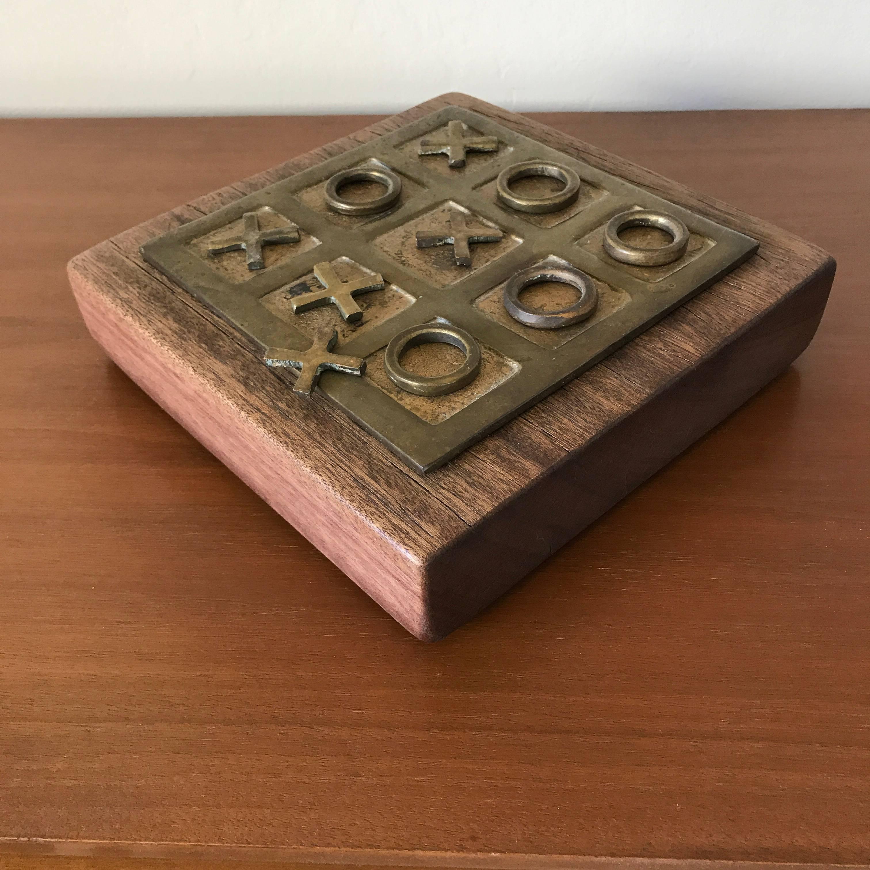 Handmade Brass and Wood Tic Tac Toe Game 2