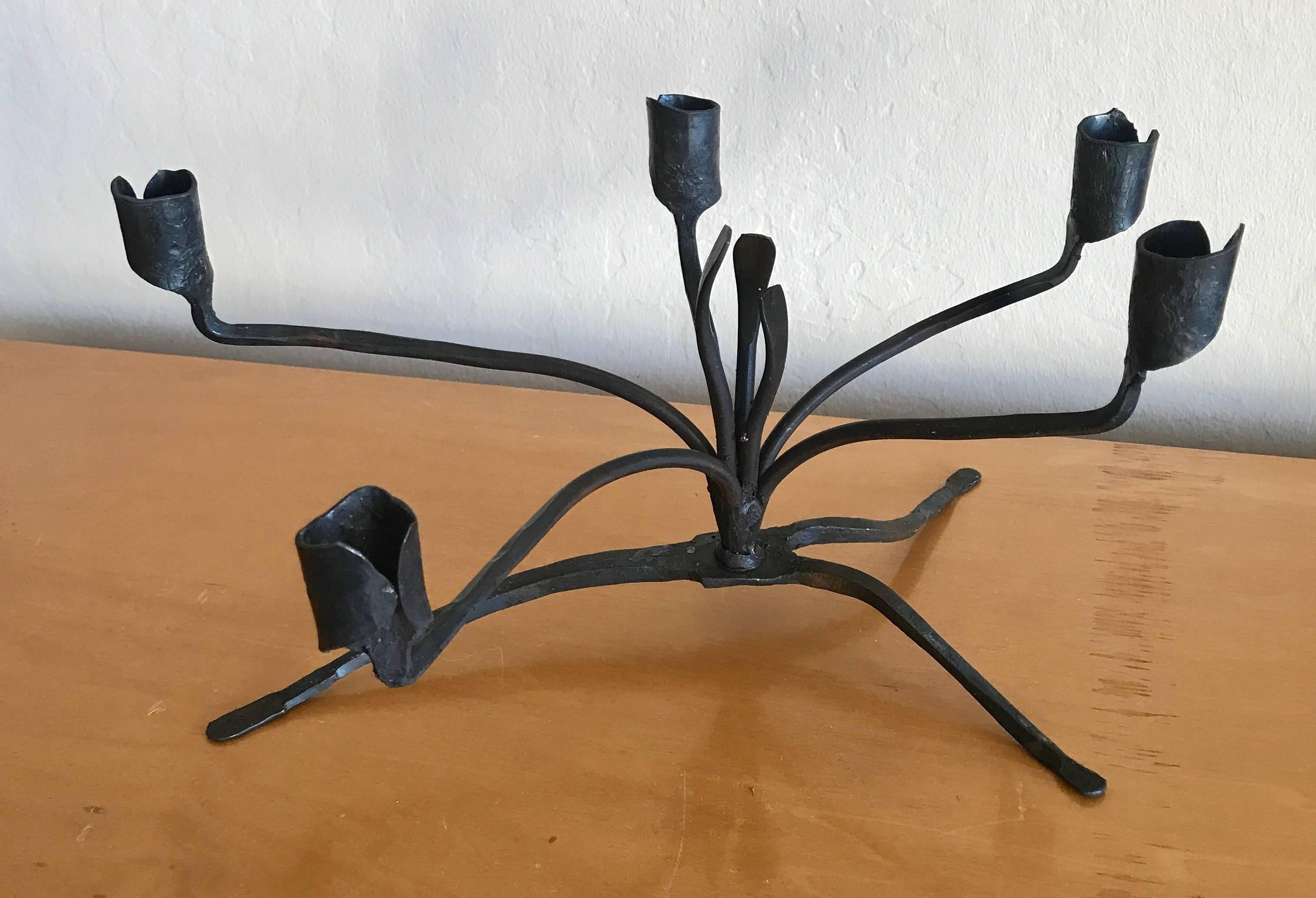 American Craftsman C. Carl Jennings California Blacksmith Artist Table Candelabra