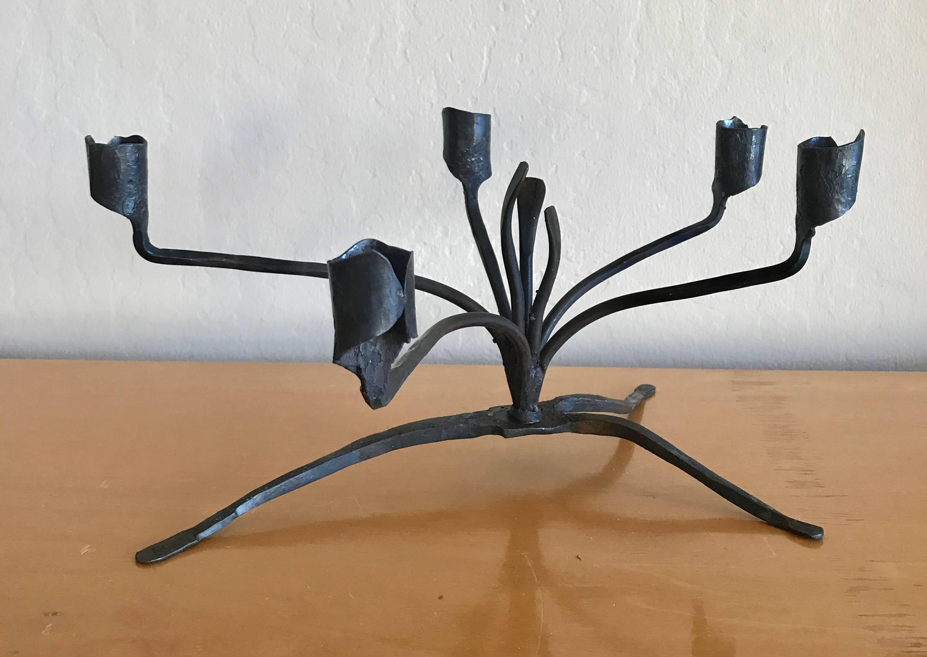 American C. Carl Jennings California Blacksmith Artist Table Candelabra