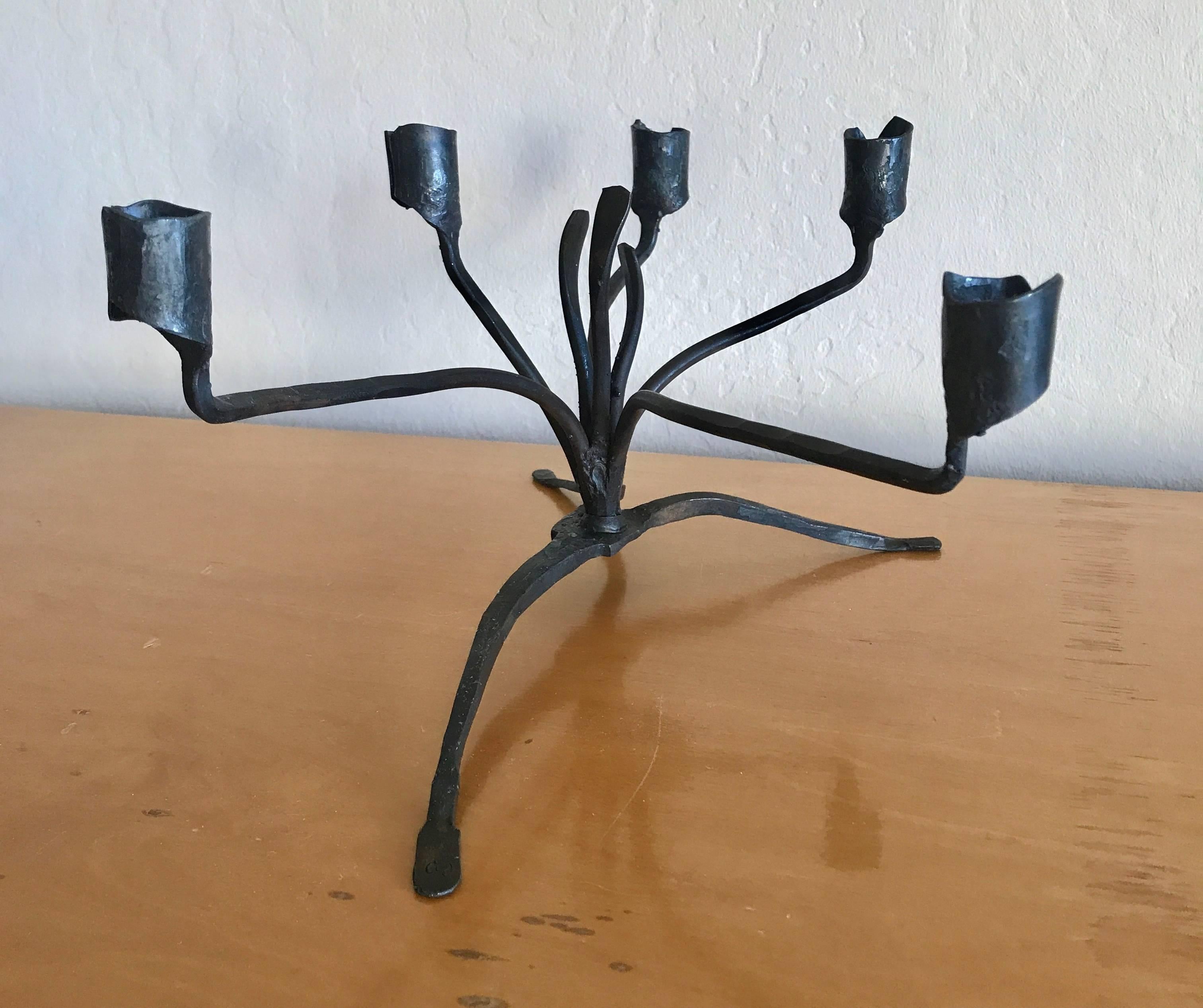 Forged C. Carl Jennings California Blacksmith Artist Table Candelabra