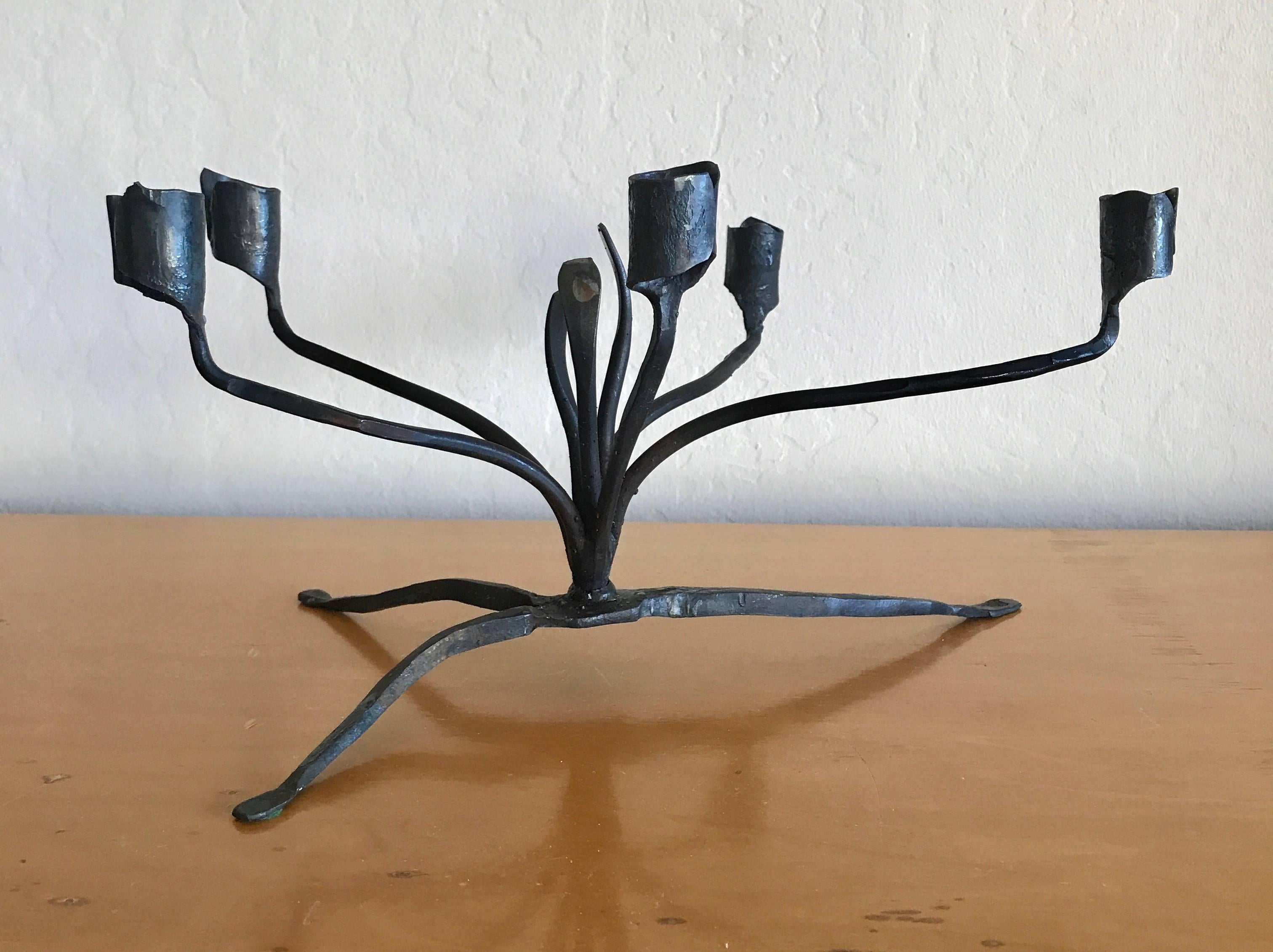 C. Carl Jennings California Blacksmith Artist Table Candelabra In Good Condition In San Francisco, CA