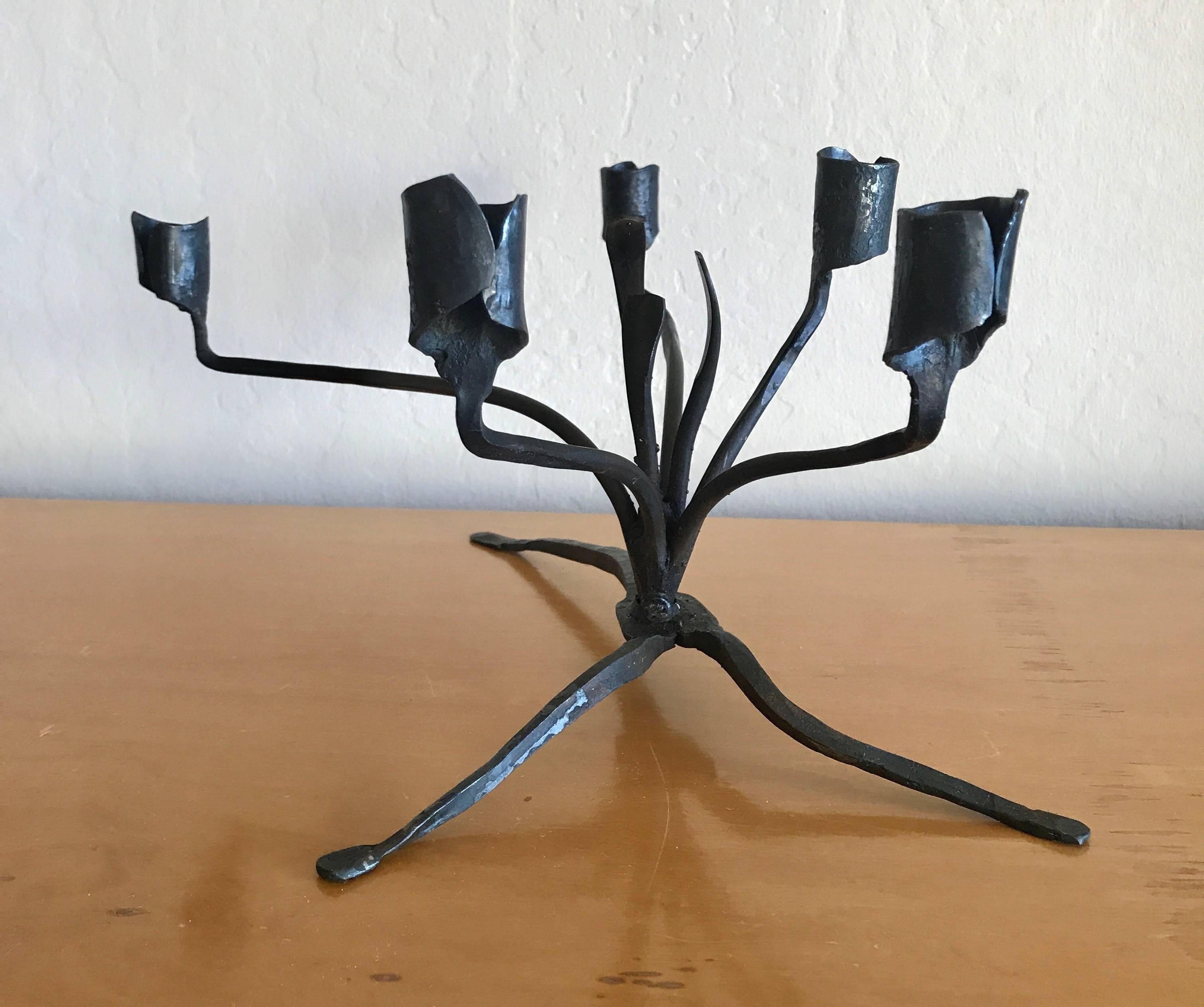 Iron C. Carl Jennings California Blacksmith Artist Table Candelabra