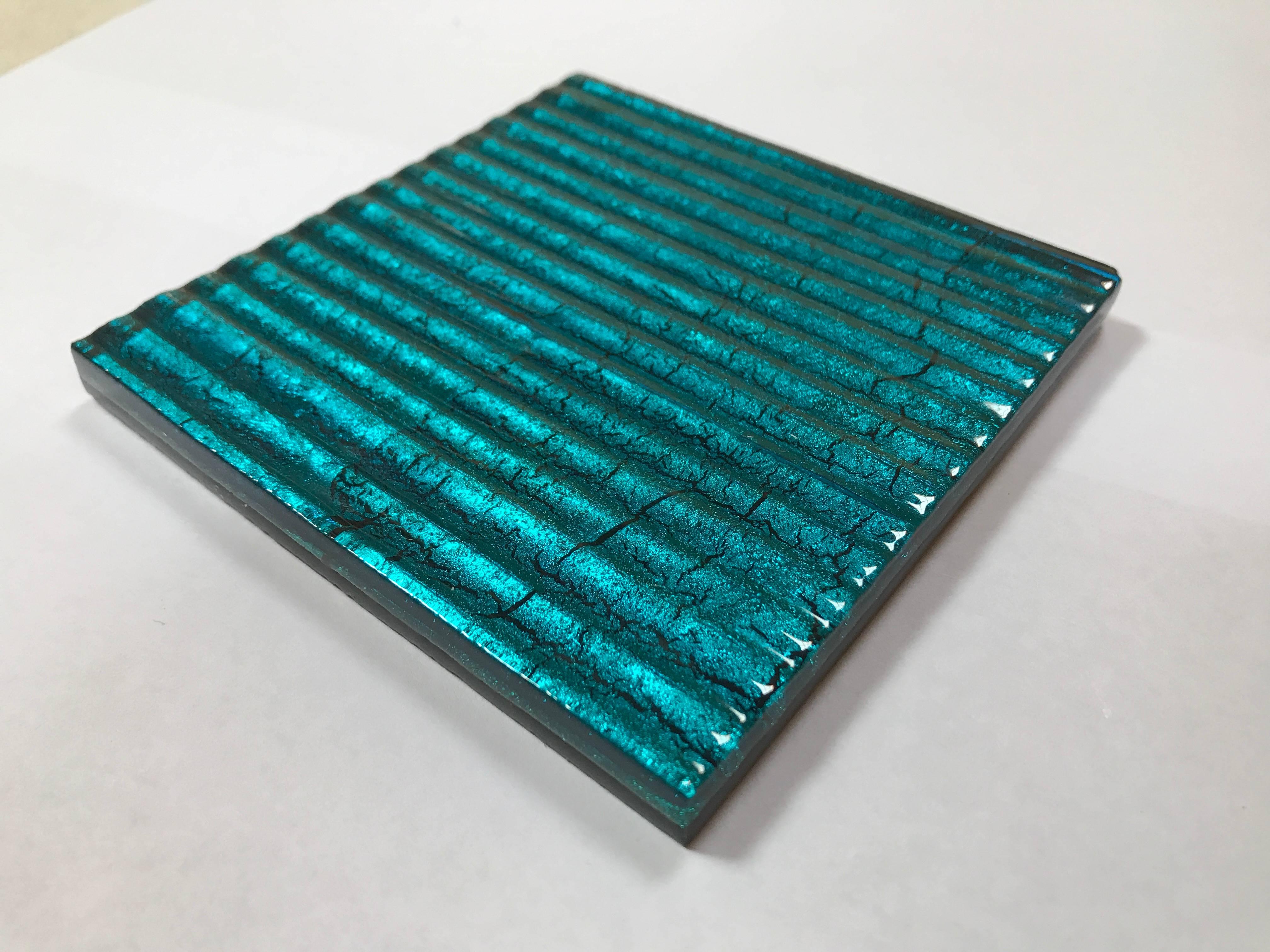 Post-Modern 500 Murano Textured Glass Tiles in Blue, Italy, 2017 For Sale