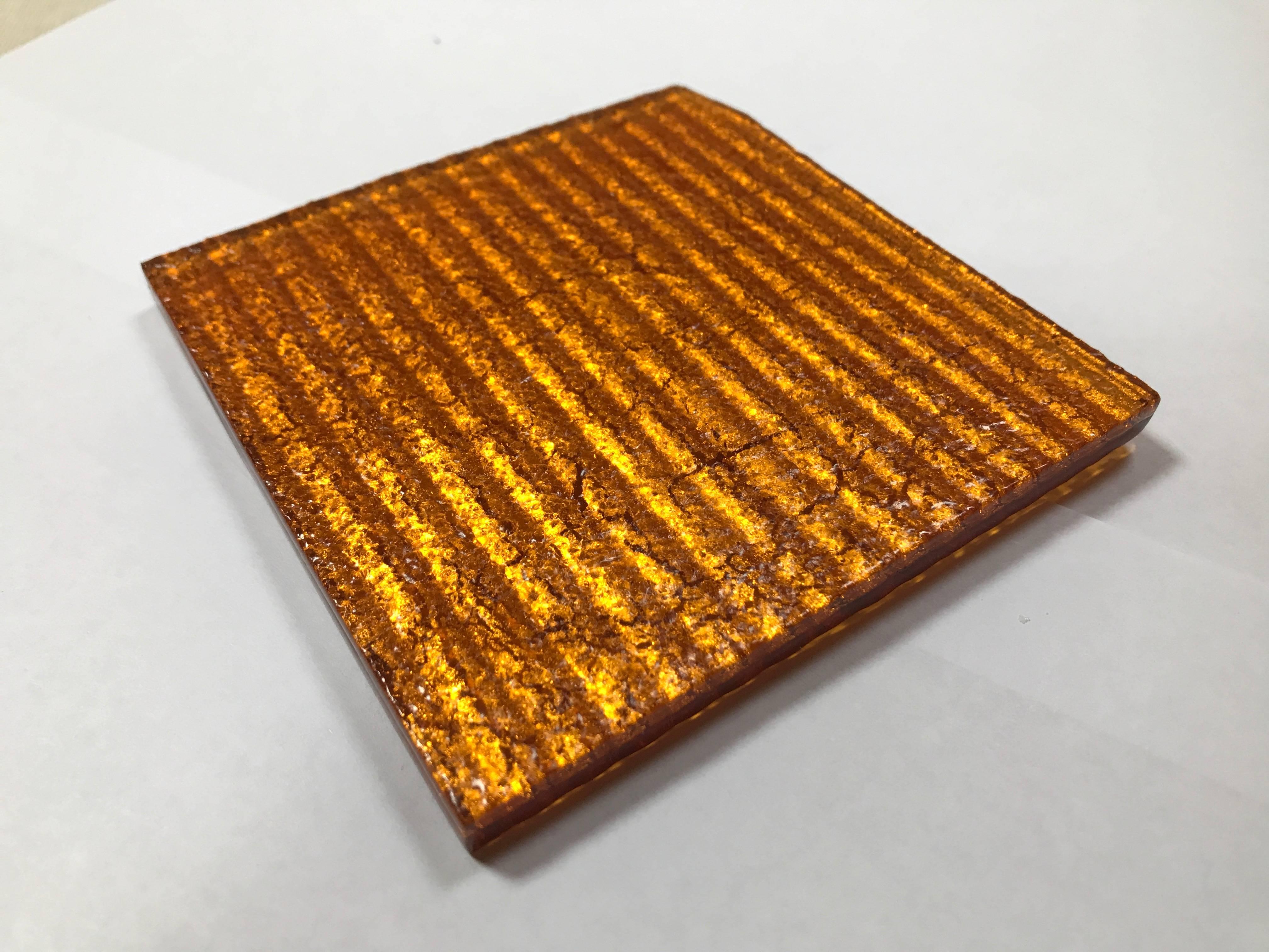 Absolutely stunning Murano textured glass tiles on 24-carat gold plated glass by Giocomo.

Perfect for almost any application. Direct from Murano, Italy. Please allow 8 weeks for delivery. Major quantities available in any color.

Custom sizes and