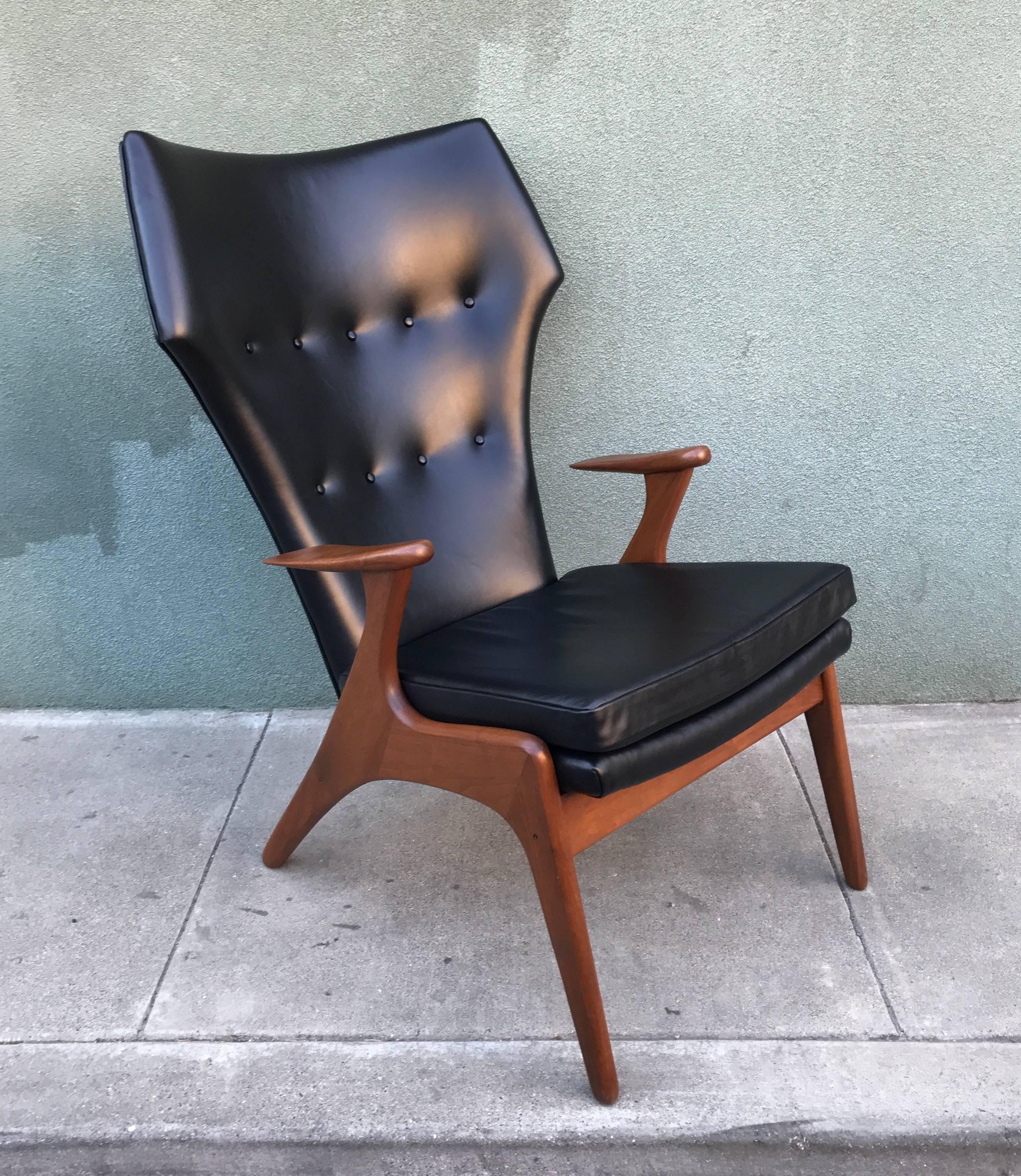 Oiled Kurt Ostervig Wingback Leather Lounge Chair For Sale