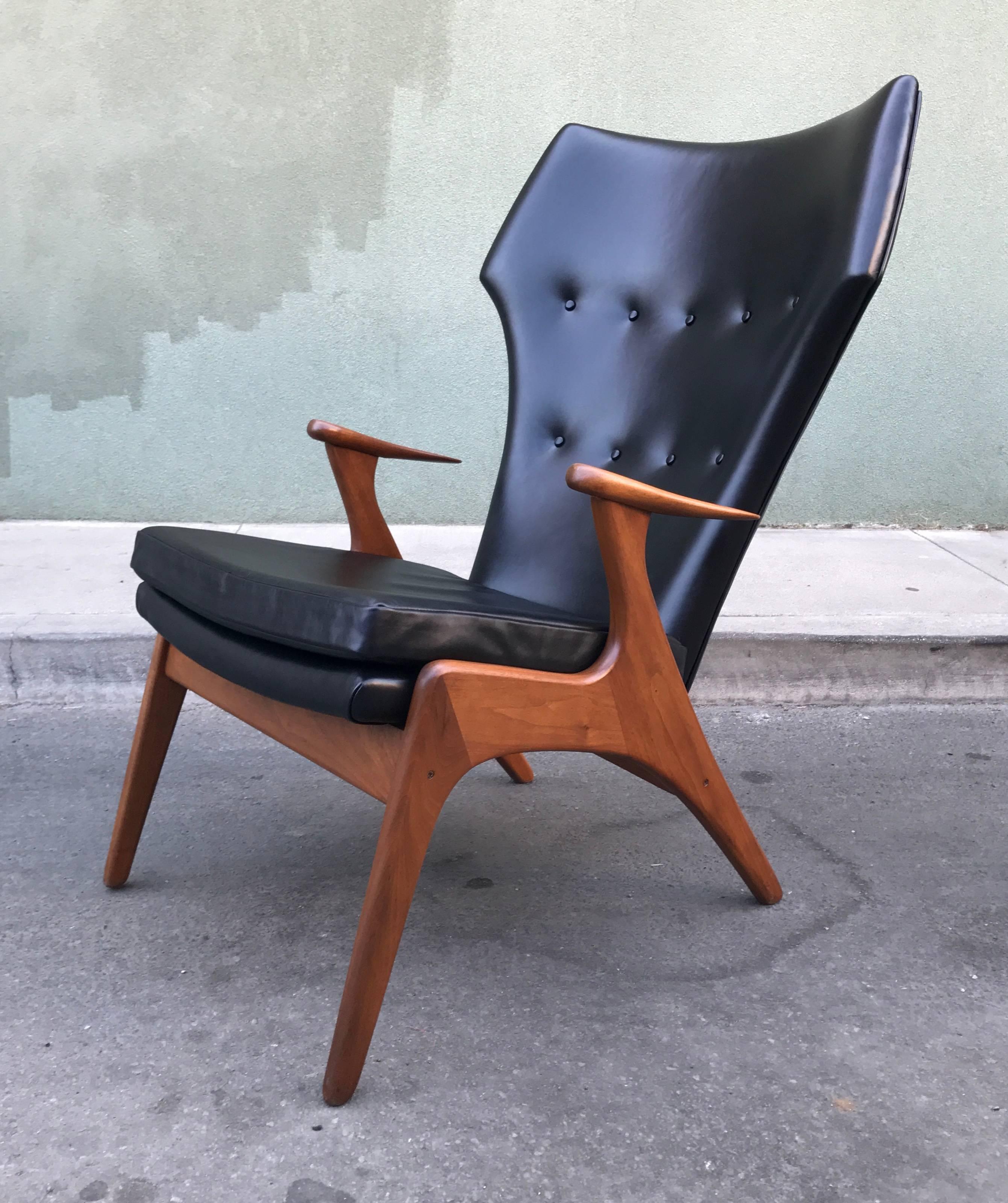Kurt Ostervig Wingback Leather Lounge Chair For Sale 2
