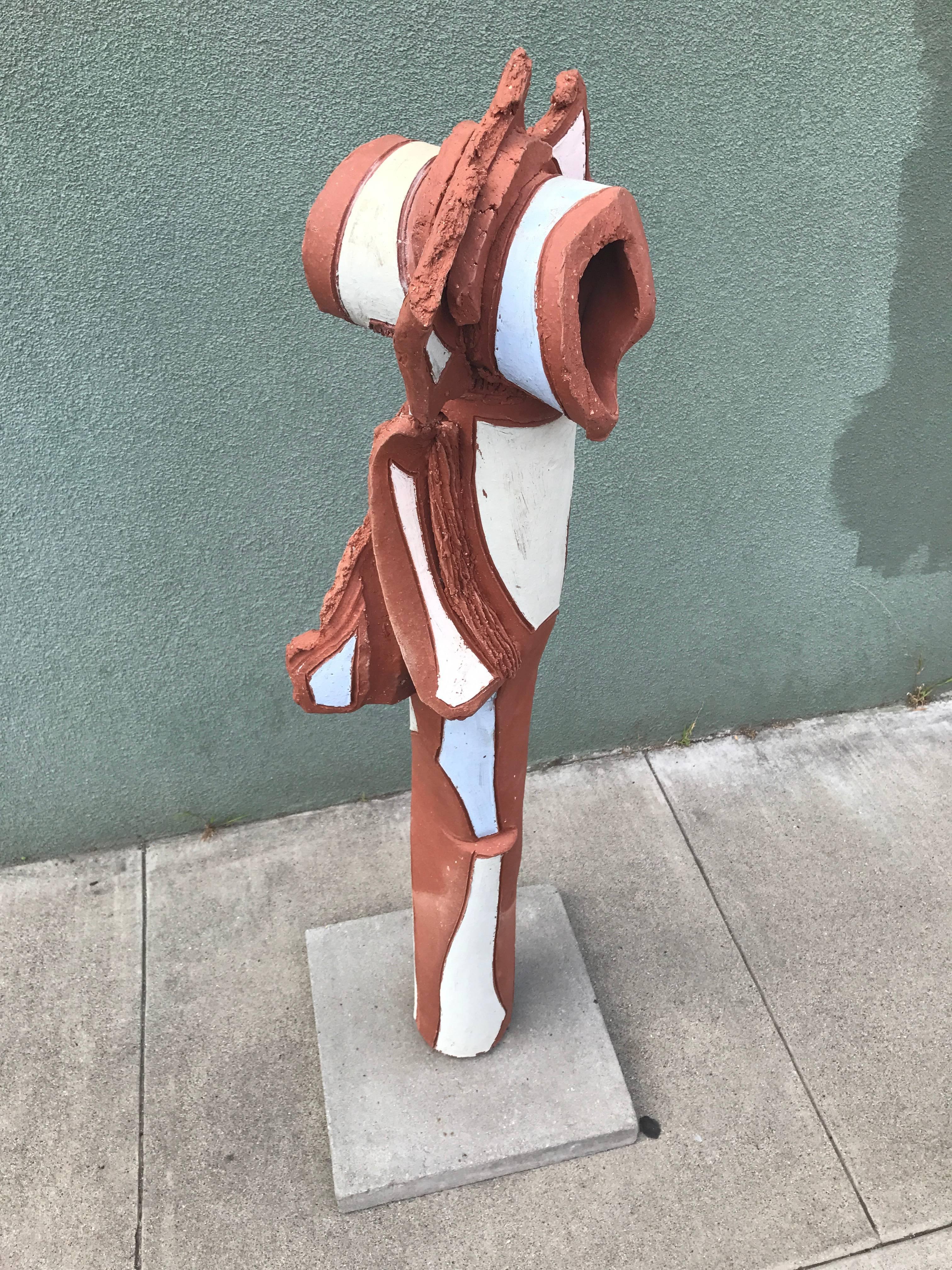 Bay Area Large Glazed Ceramic Abstract or Brutalist TOTEM Sculpture #2 For Sale 2