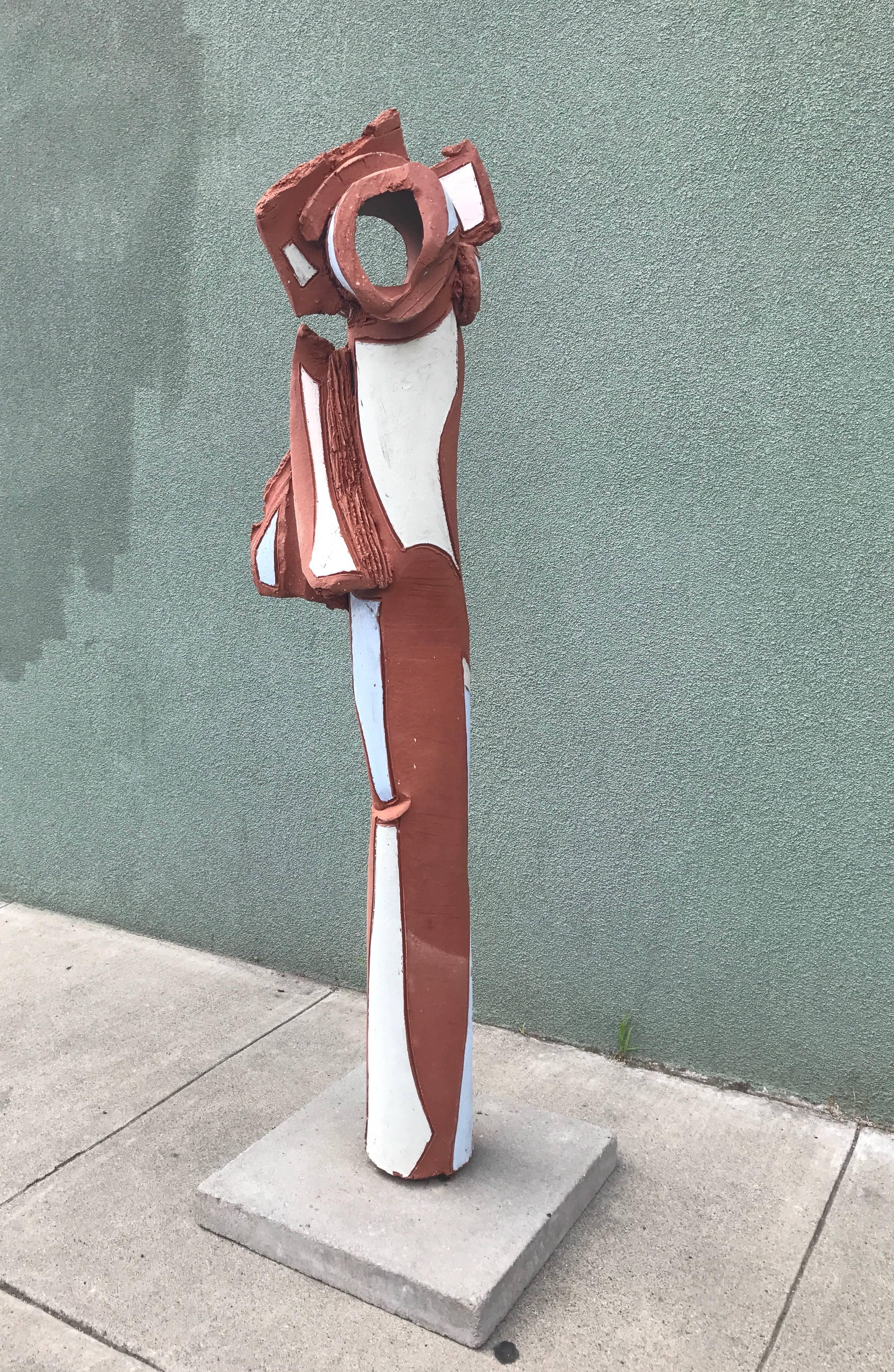 Late 20th Century Bay Area Large Glazed Ceramic Abstract or Brutalist TOTEM Sculpture #2 For Sale