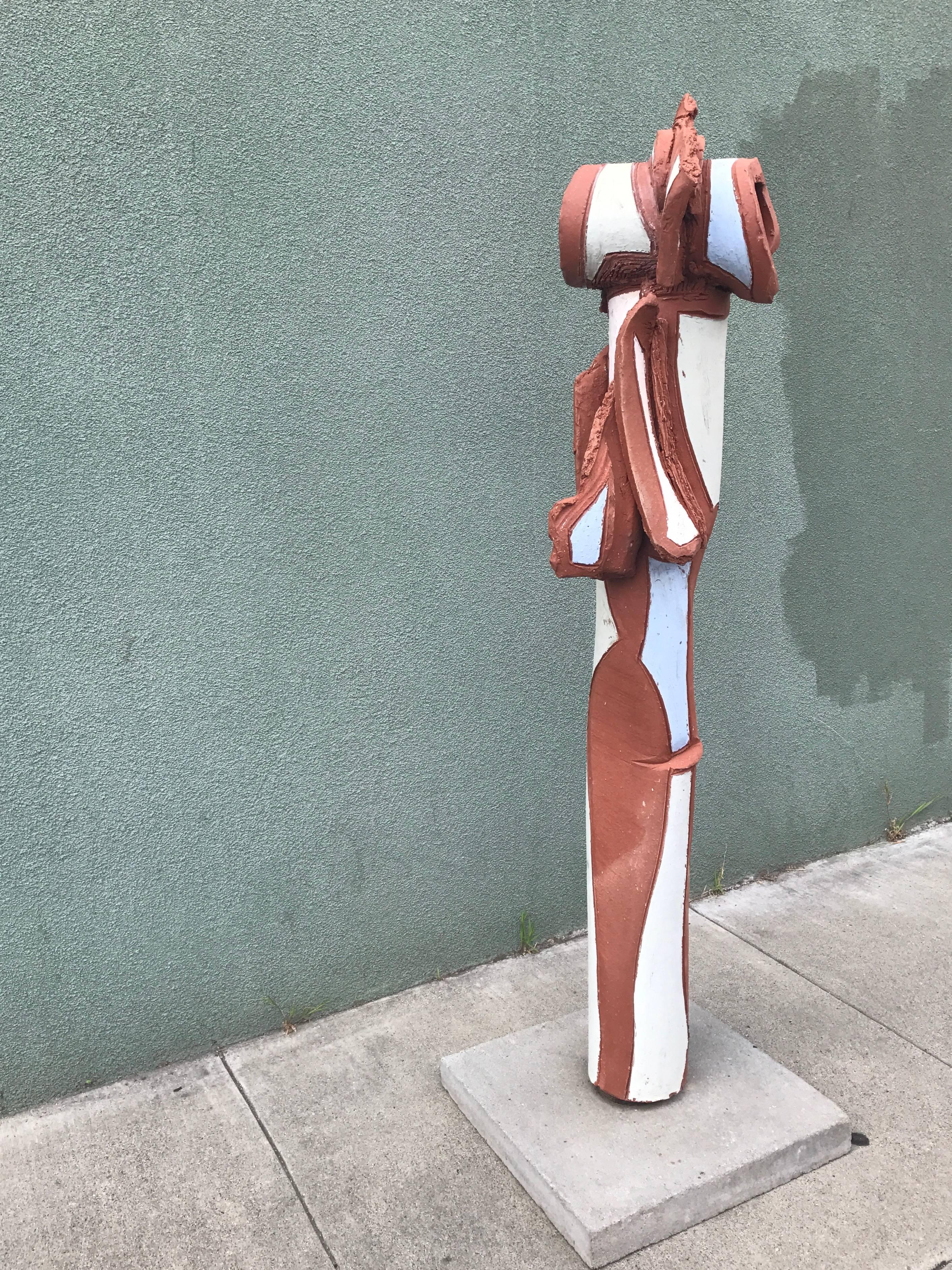 Bay Area Large Glazed Ceramic Abstract or Brutalist TOTEM Sculpture #2 For Sale 1