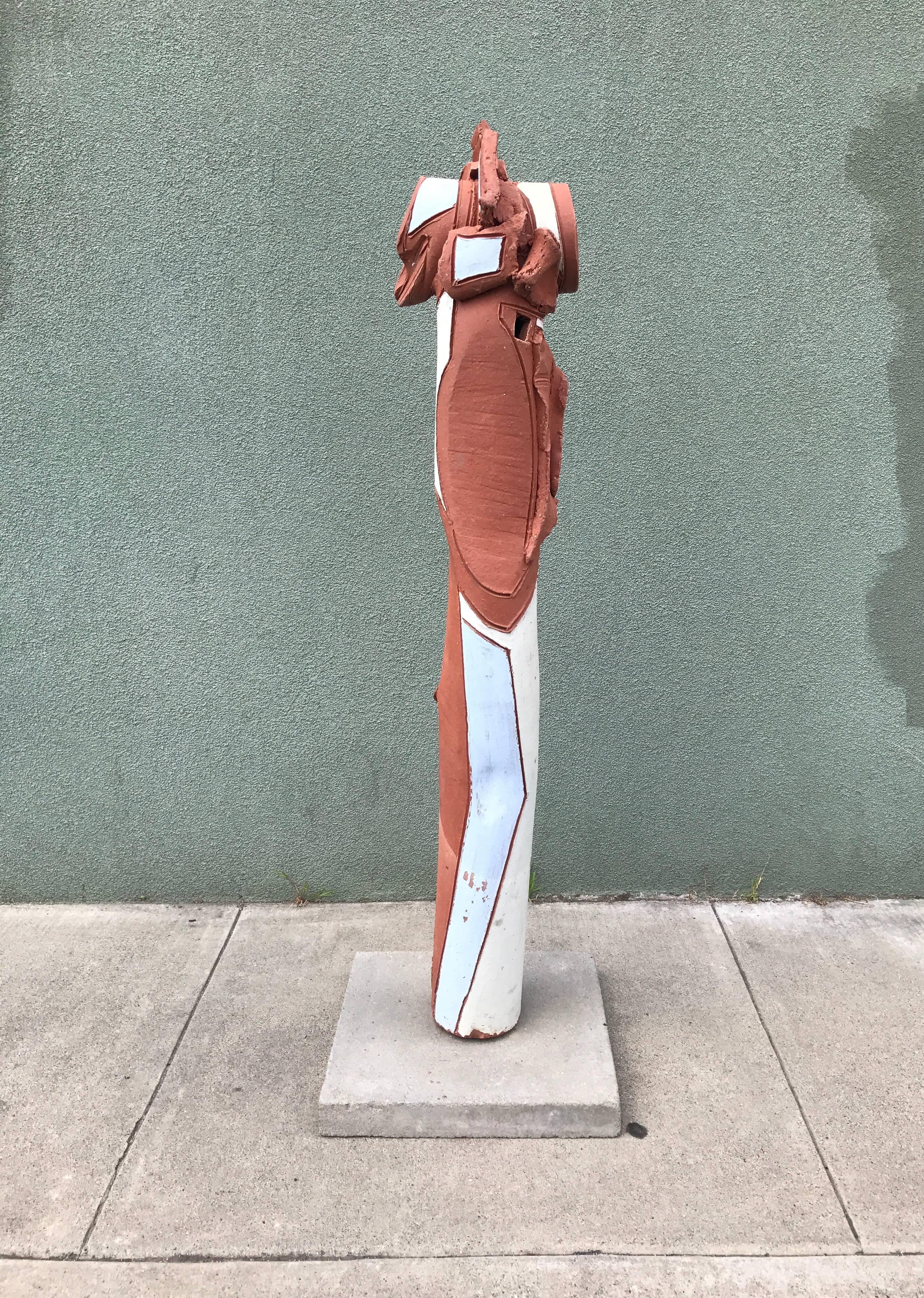 Bay Area Large Glazed Ceramic Abstract or Brutalist TOTEM Sculpture #2 For Sale 4