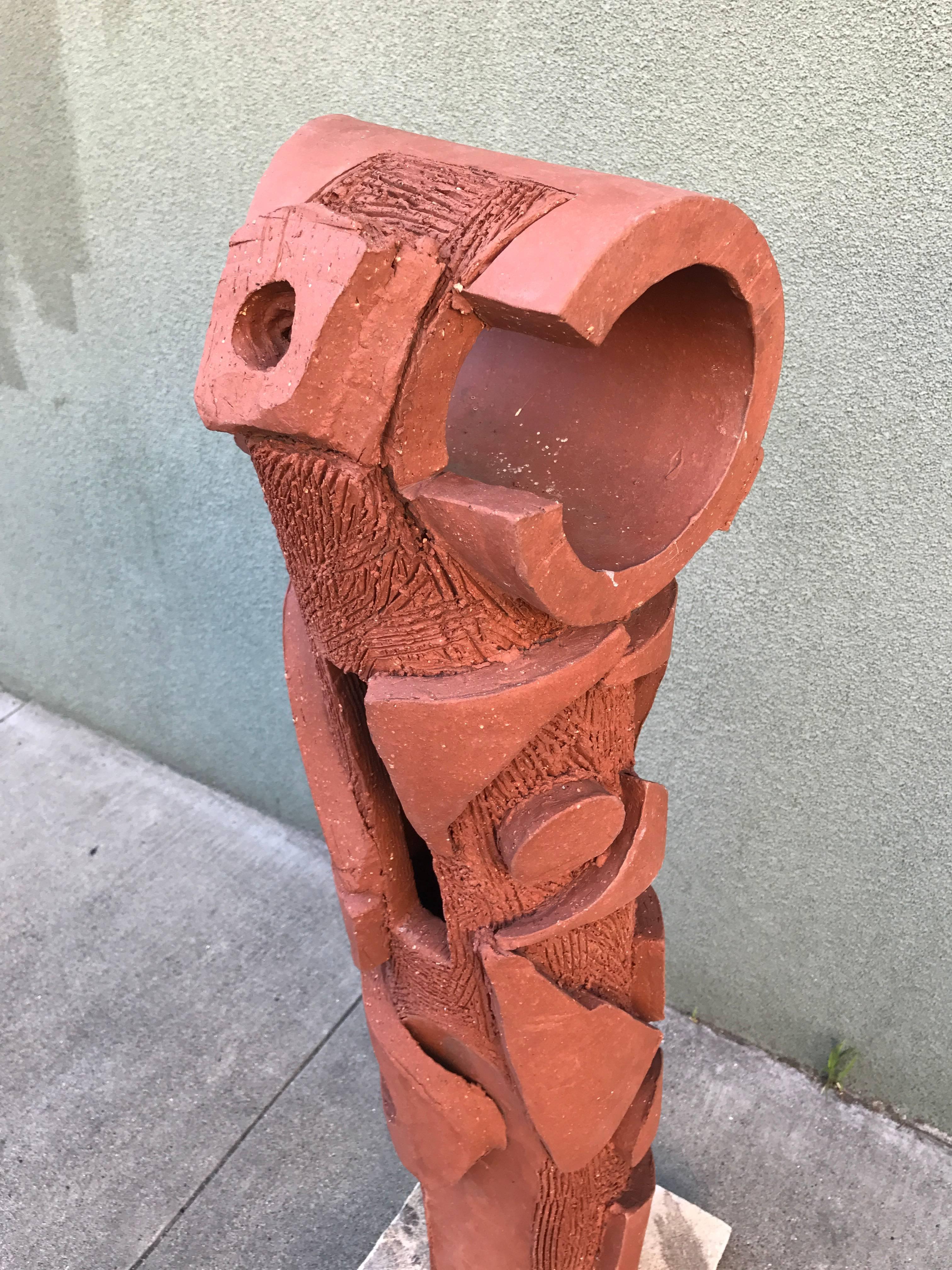 Late 20th Century Large 1970s, Bay Area Ceramic Abstract or Bruttalist Sculpture TOTEM #1