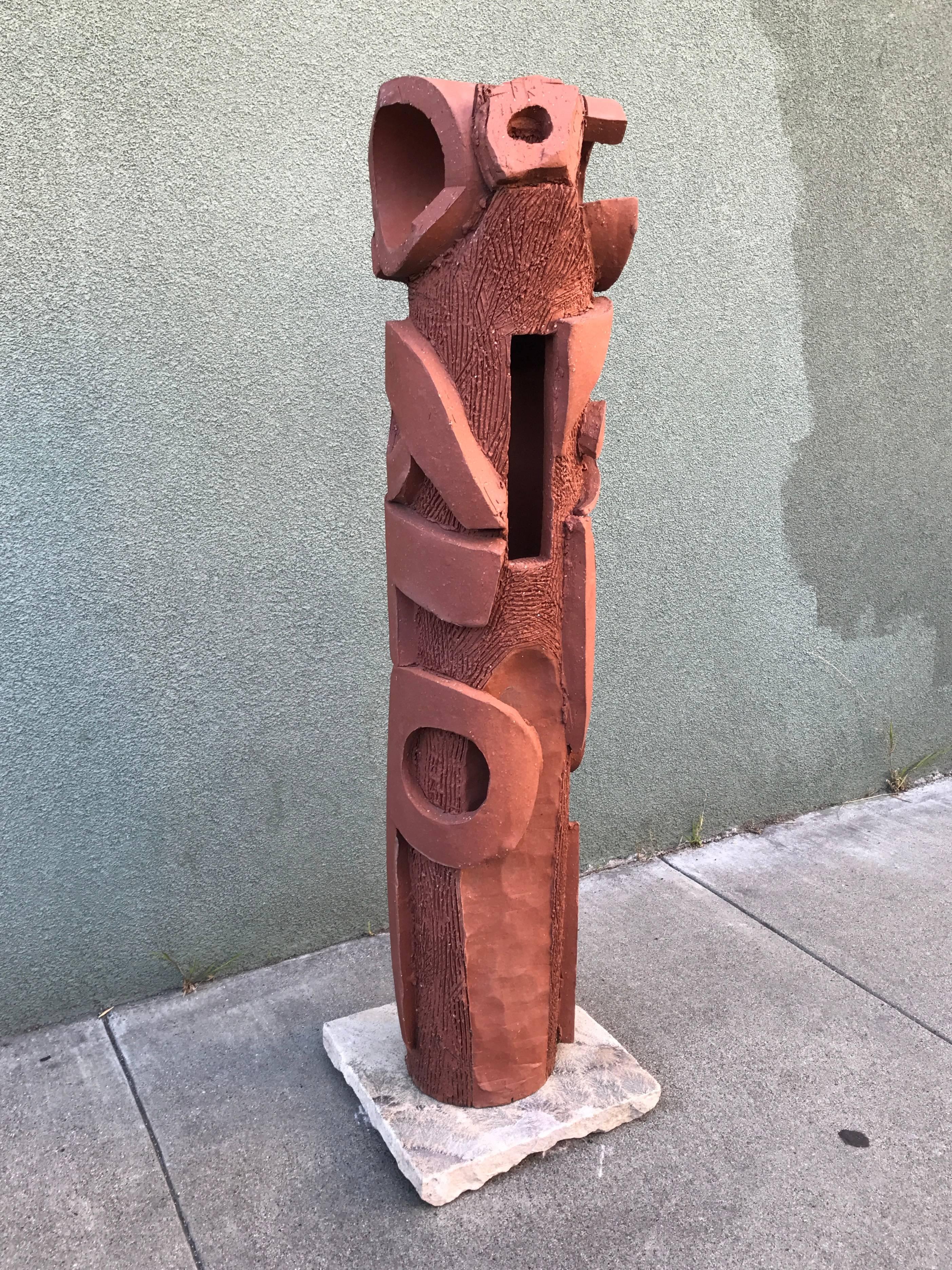 Large 1970s, Bay Area Ceramic Abstract or Bruttalist Sculpture TOTEM #1 In Excellent Condition In San Francisco, CA