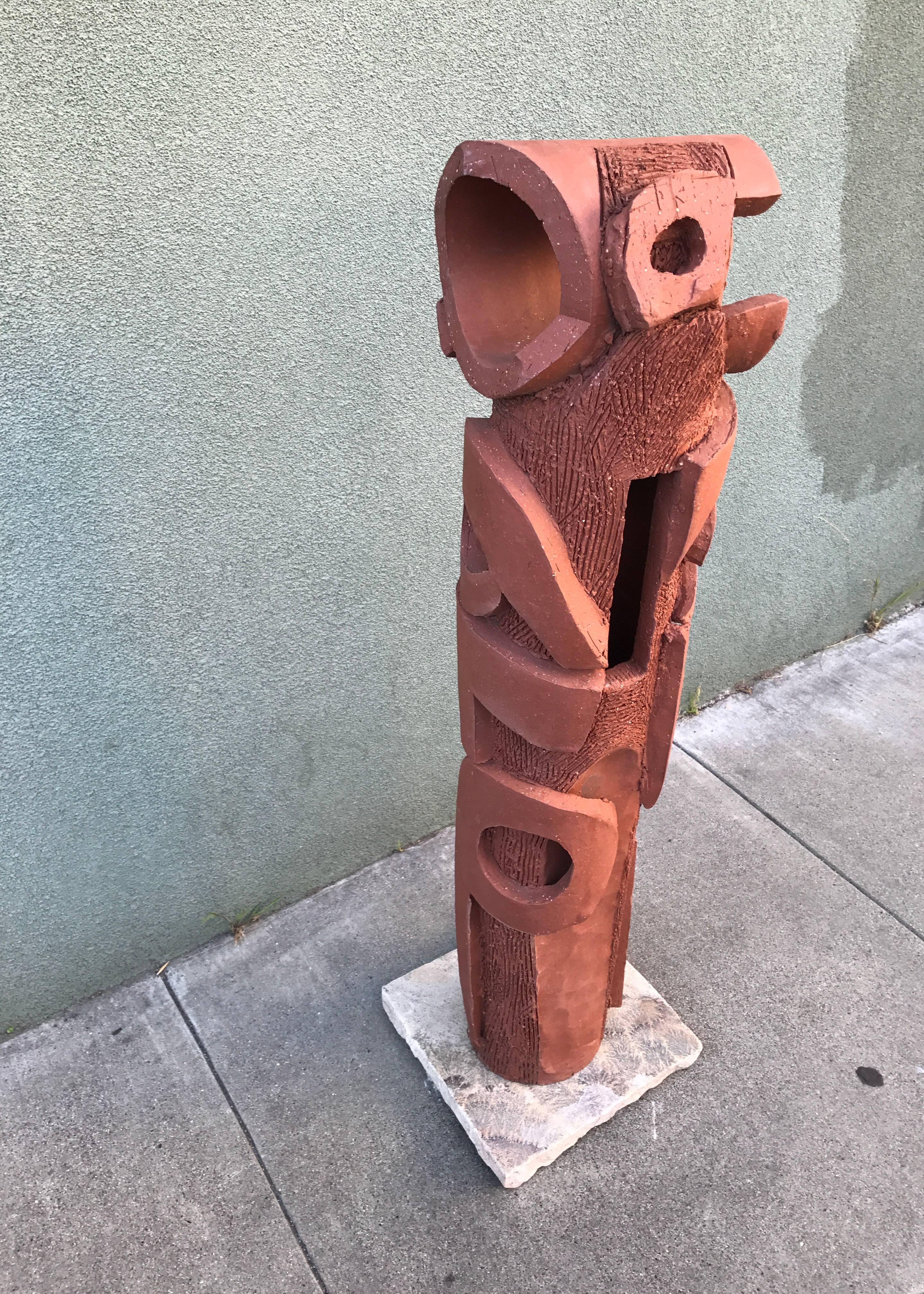 Large 1970s, Bay Area Ceramic Abstract or Bruttalist Sculpture TOTEM #1 3