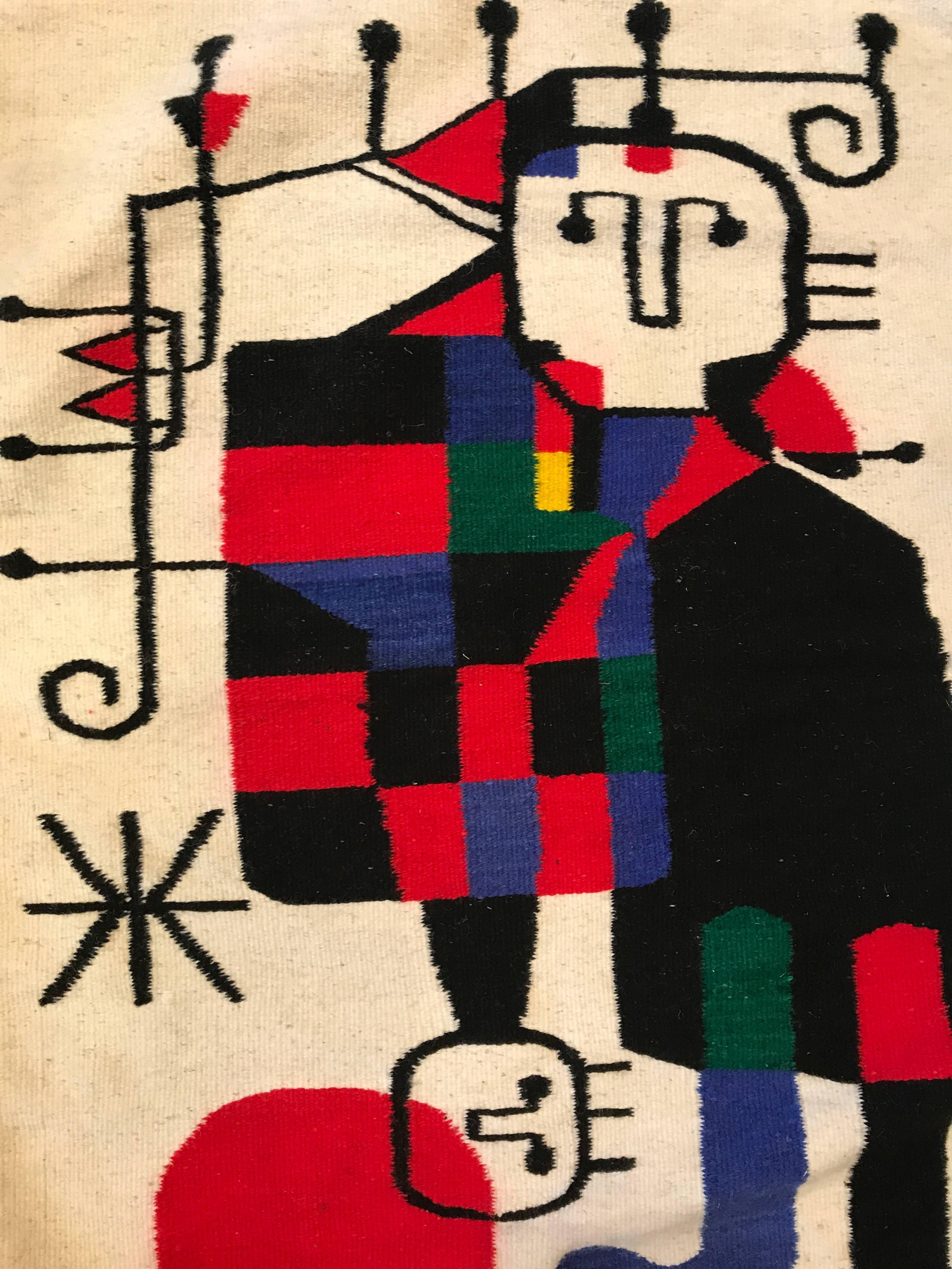 Hand-Woven Handwoven Joan Miro Style Tapestry For Sale
