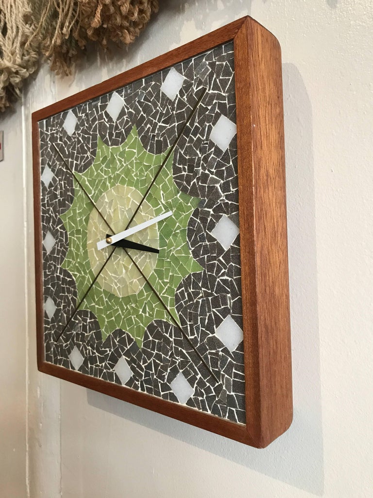 1960s Modernist Square Terrazzo Tile Clock at 1stDibs