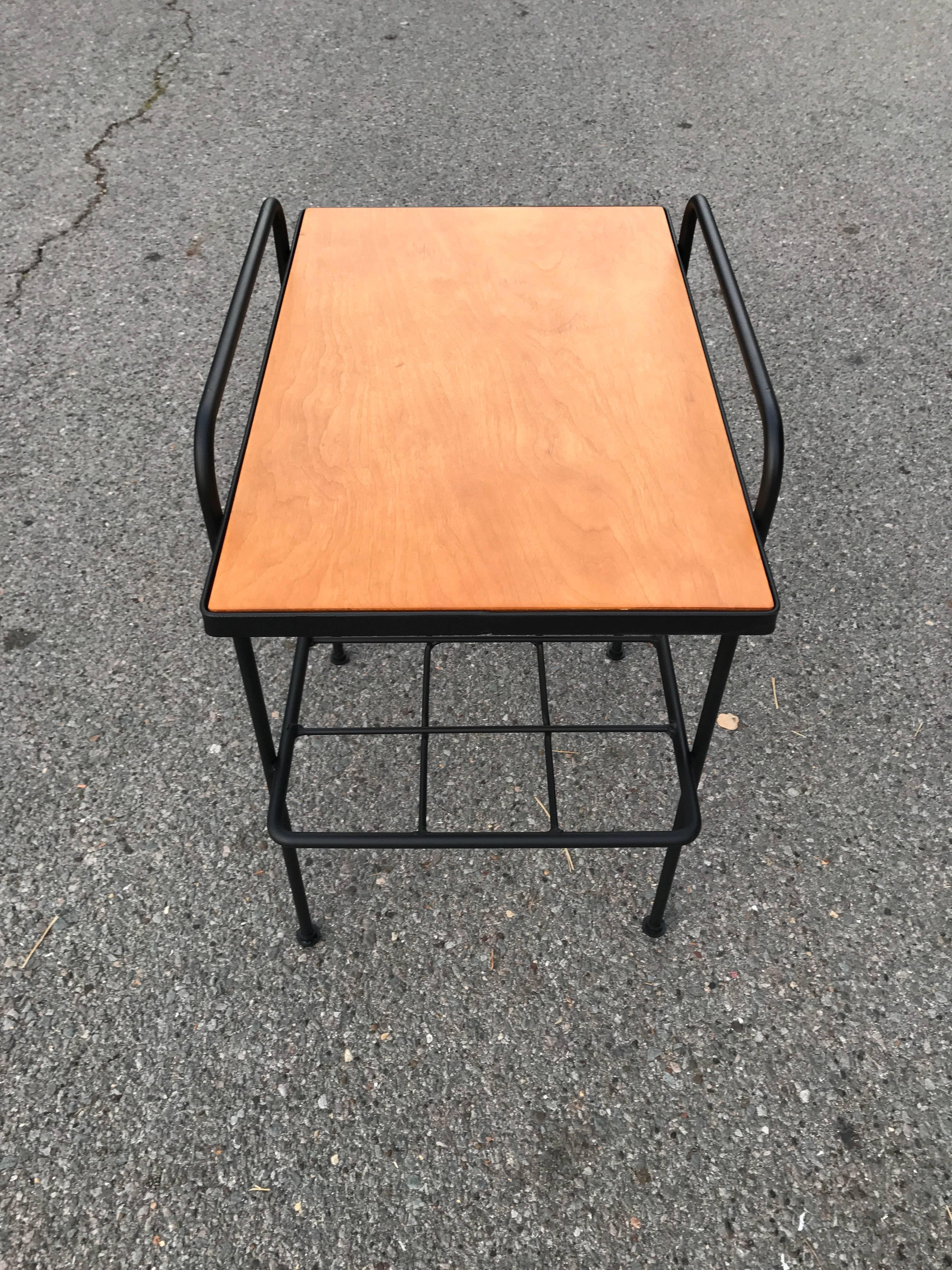 Inco Iron and Birch Side Table 1950s, California Design In Good Condition For Sale In San Francisco, CA