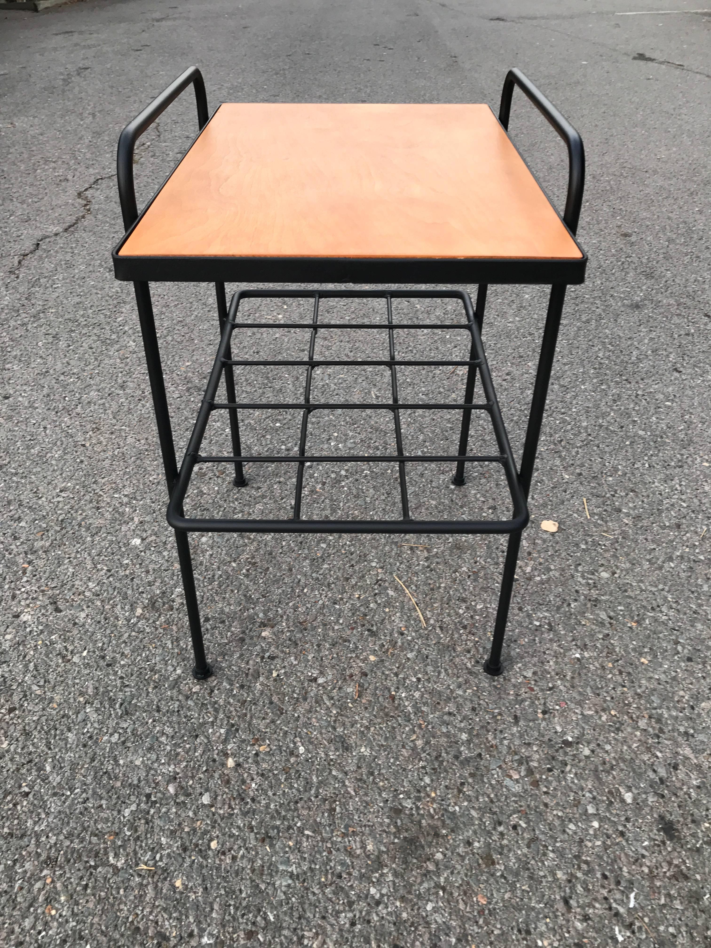 Mid-20th Century Inco Iron and Birch Side Table 1950s, California Design For Sale