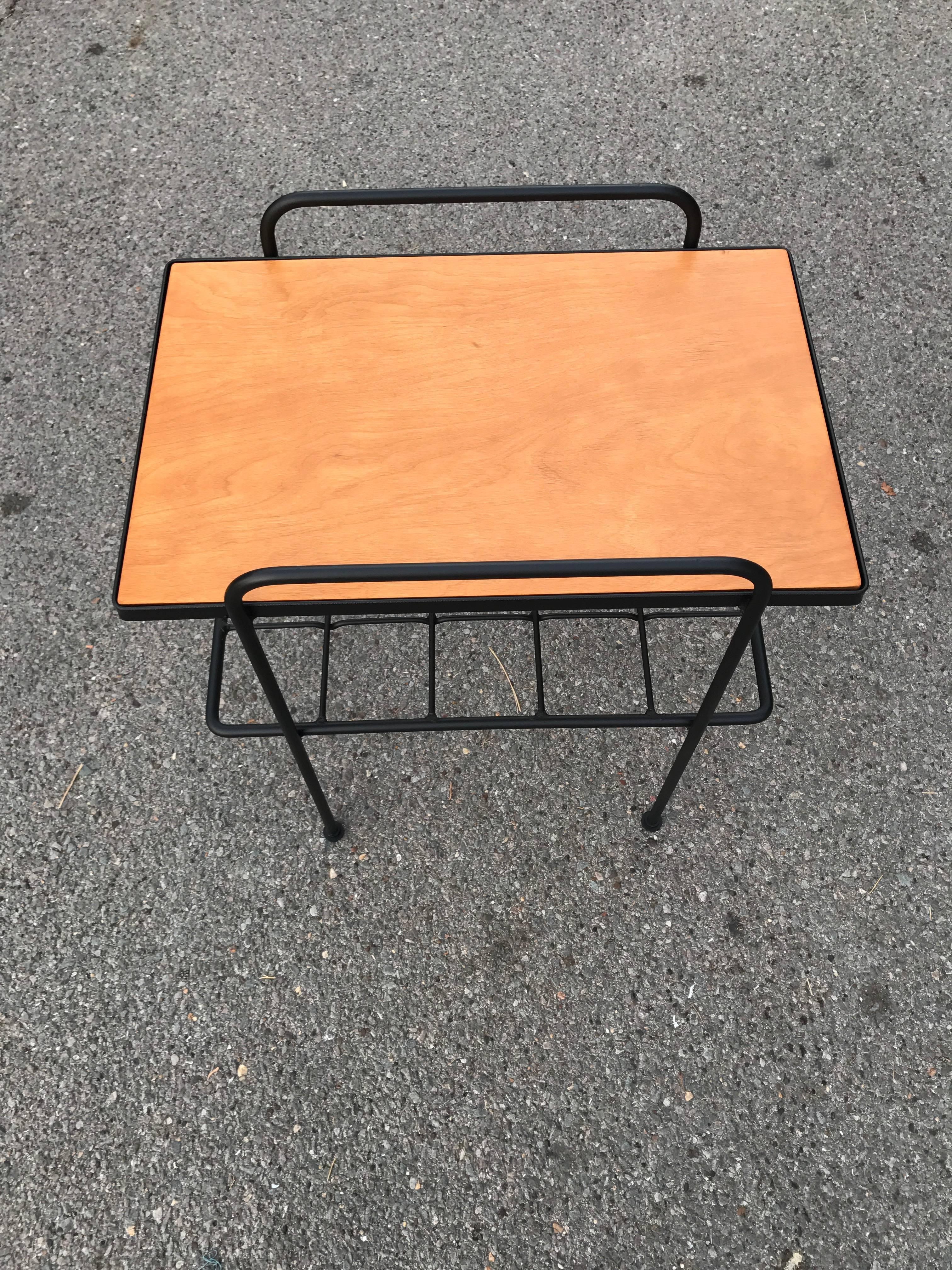 Inco Iron and Birch Side Table 1950s, California Design For Sale 2