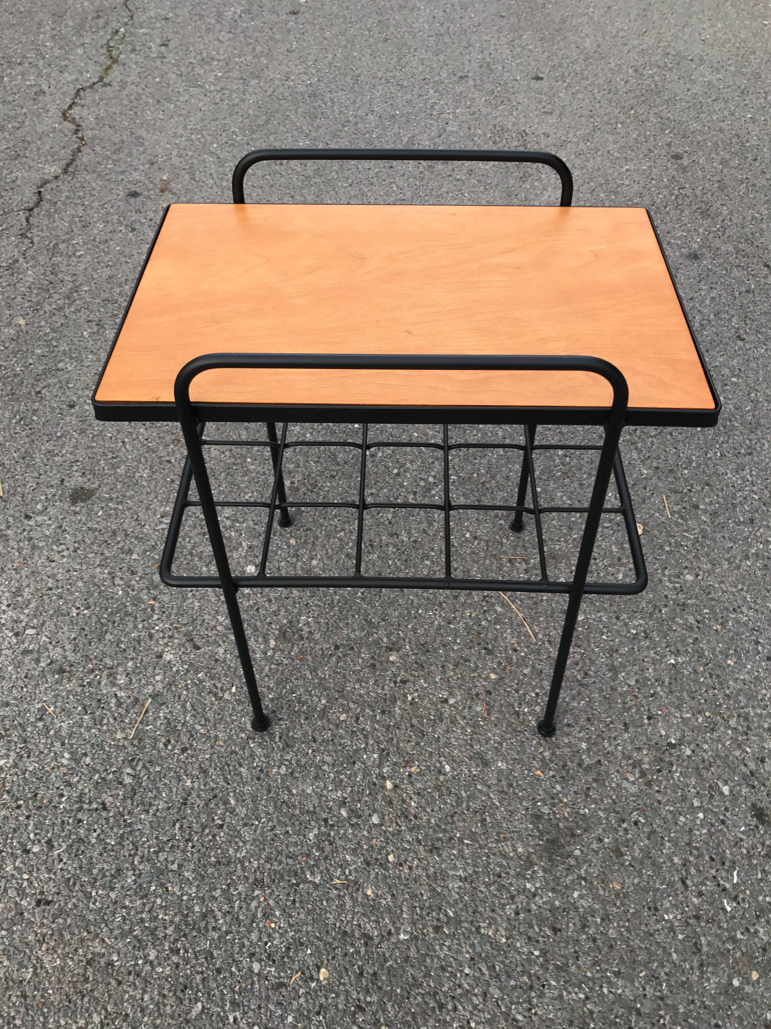 Inco Iron and Birch Side Table 1950s, California Design For Sale 4