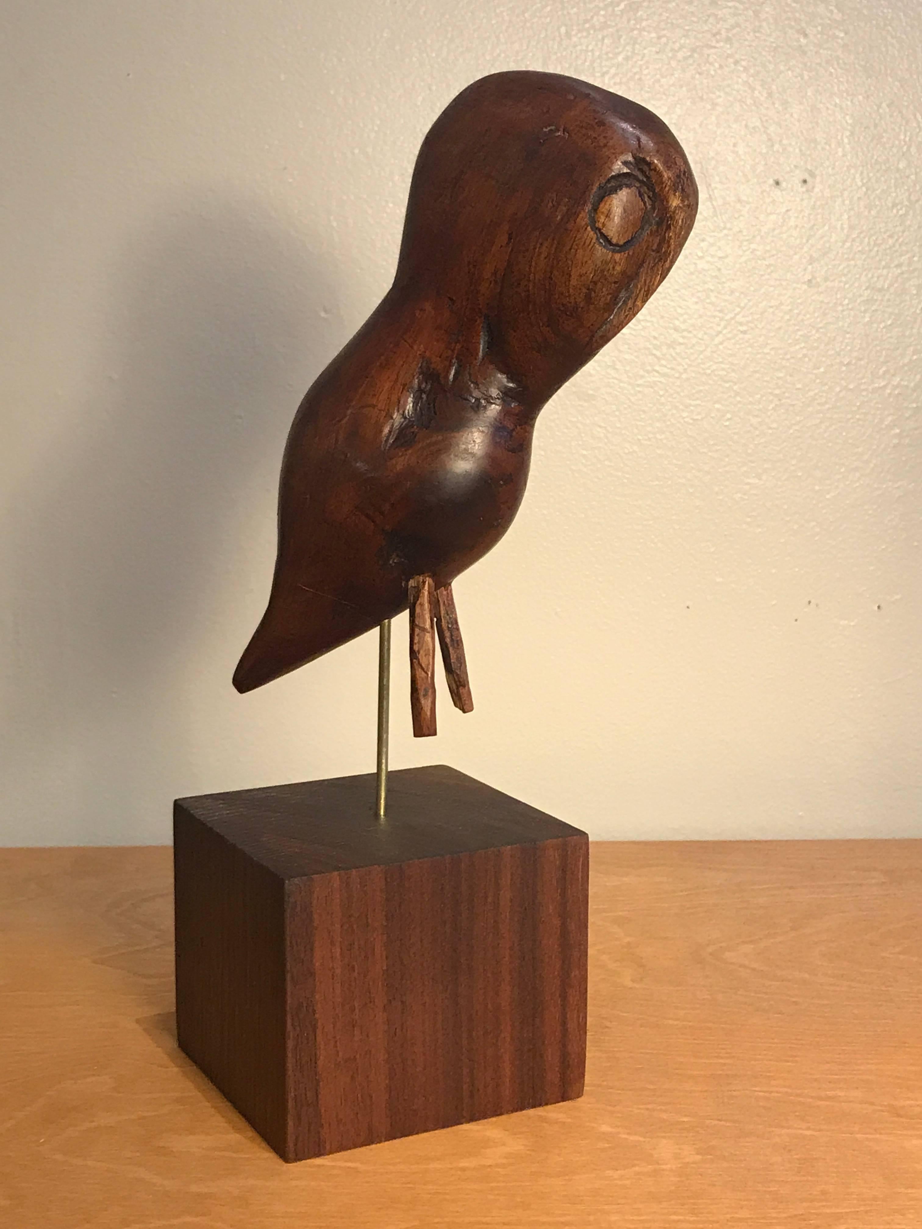 Folk Art Wooden Owl Americana Craft, Late 19th-Early 20th Century For Sale 4