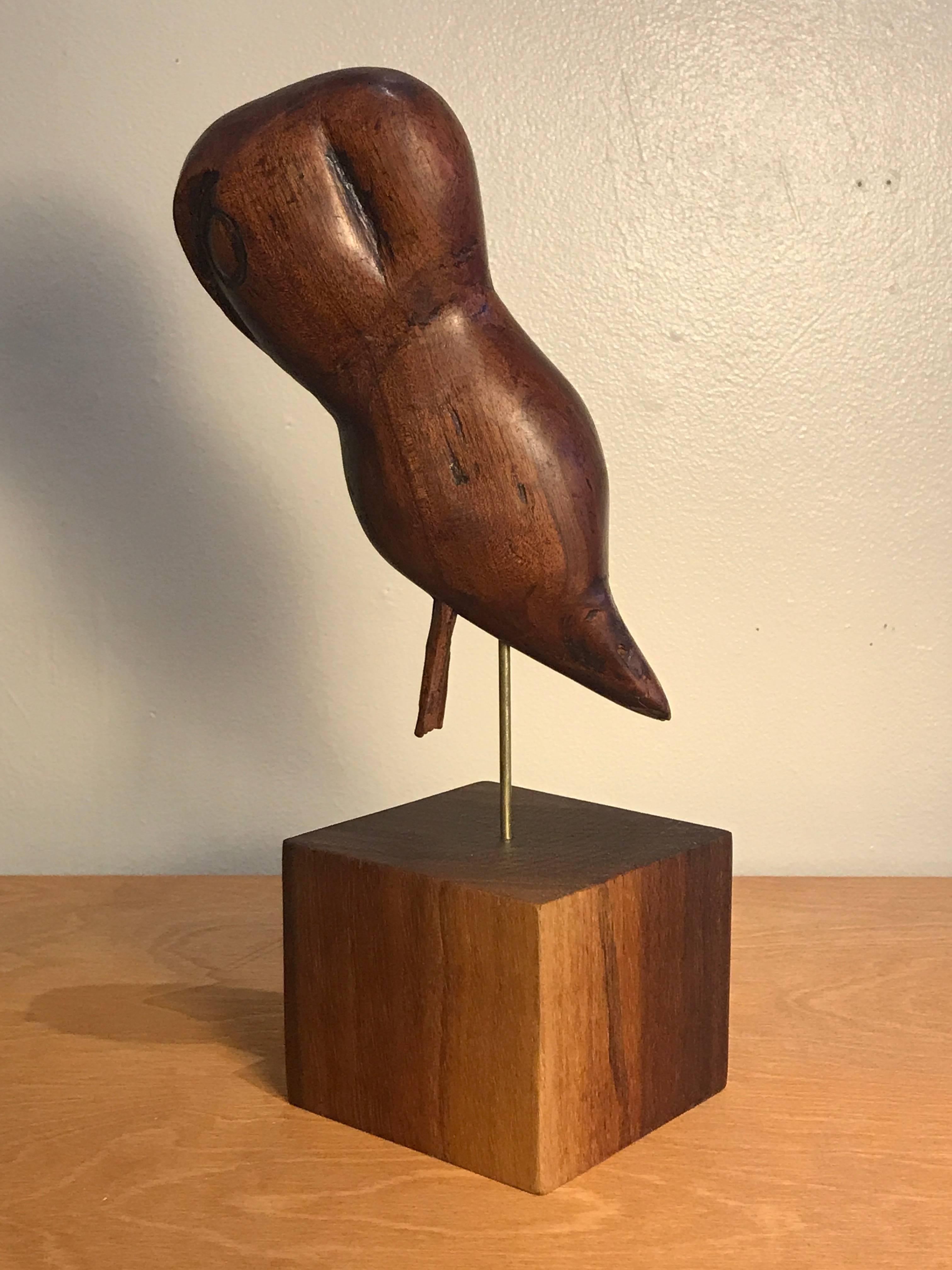 Folk Art Wooden Owl Americana Craft, Late 19th-Early 20th Century For Sale 1