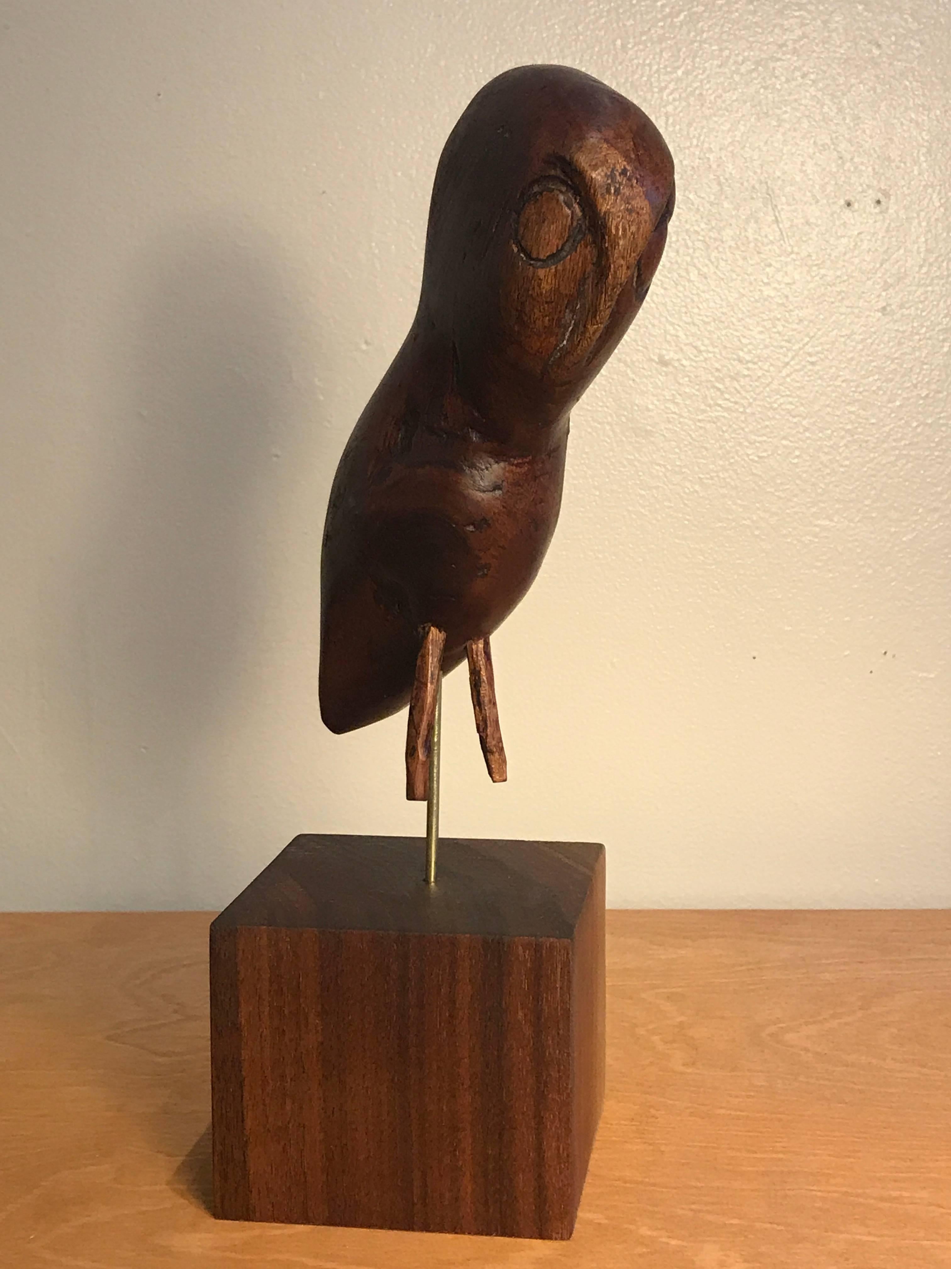 Folk Art Wooden Owl Americana Craft, Late 19th-Early 20th Century For Sale 3