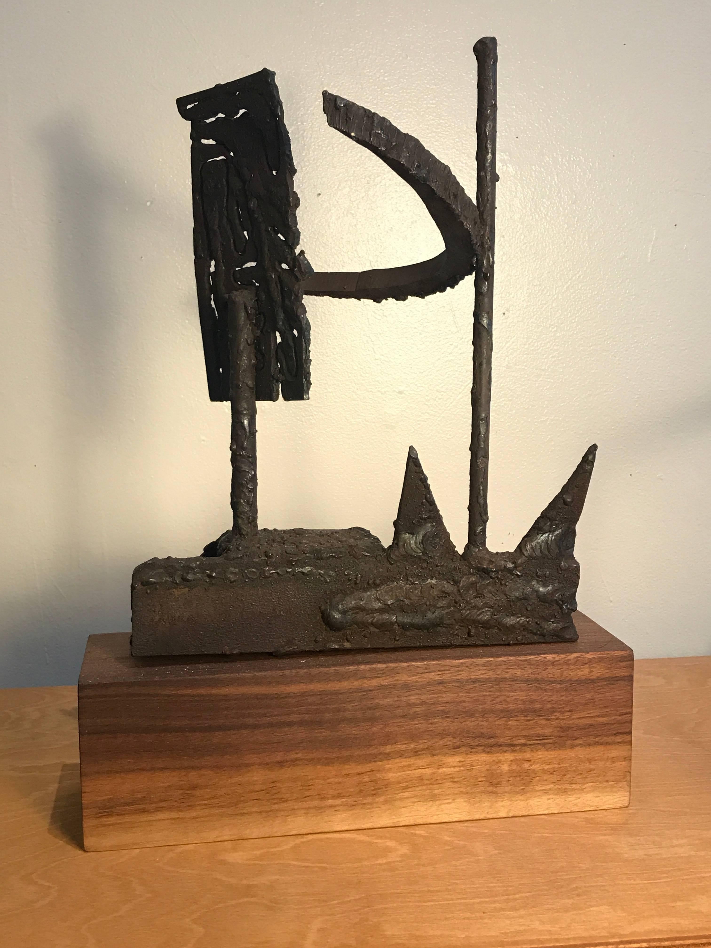 1970s Torch Cut Iron Brutalist Abstract Sculpture In Good Condition For Sale In San Francisco, CA