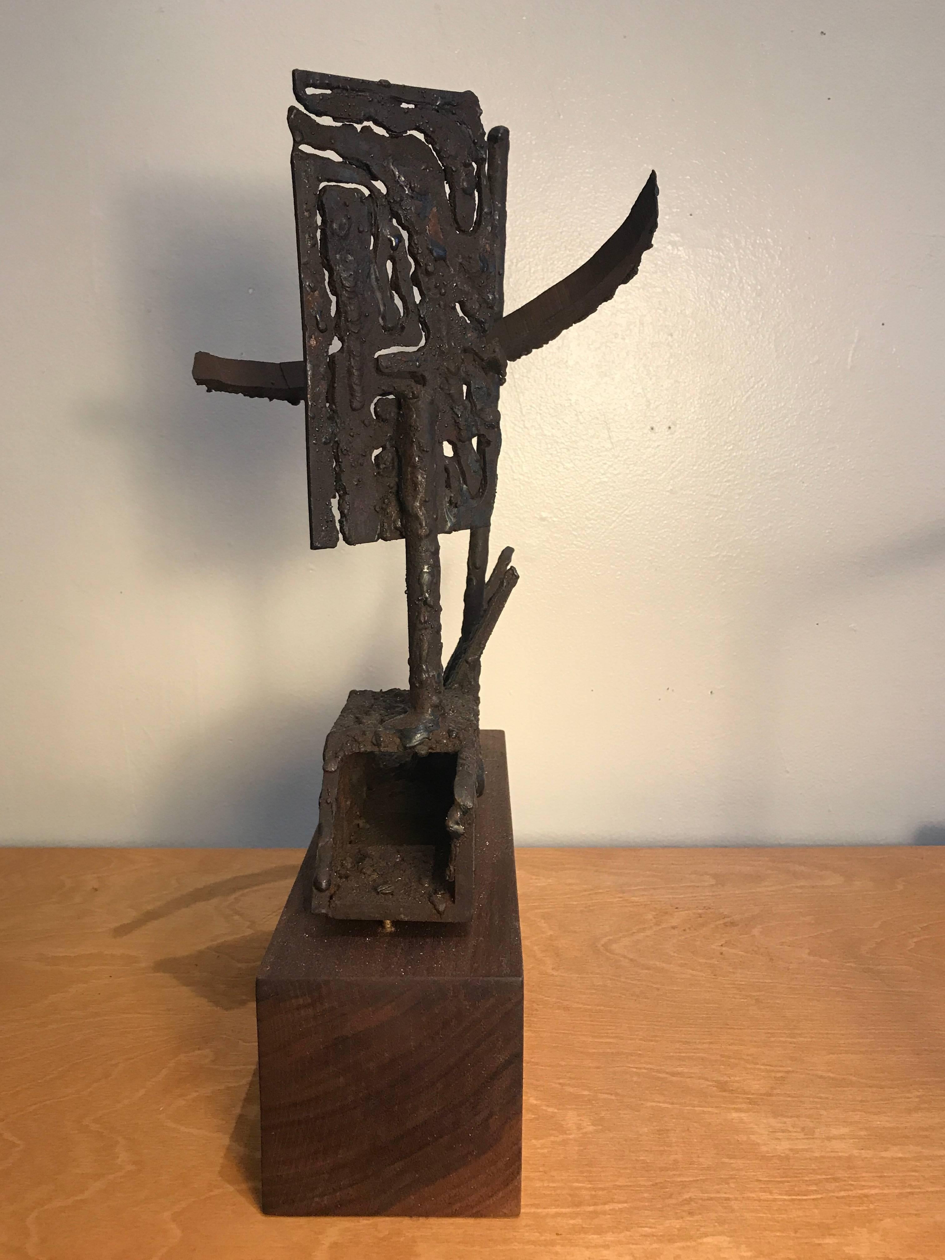 1970s Torch Cut Iron Brutalist Abstract Sculpture For Sale 1