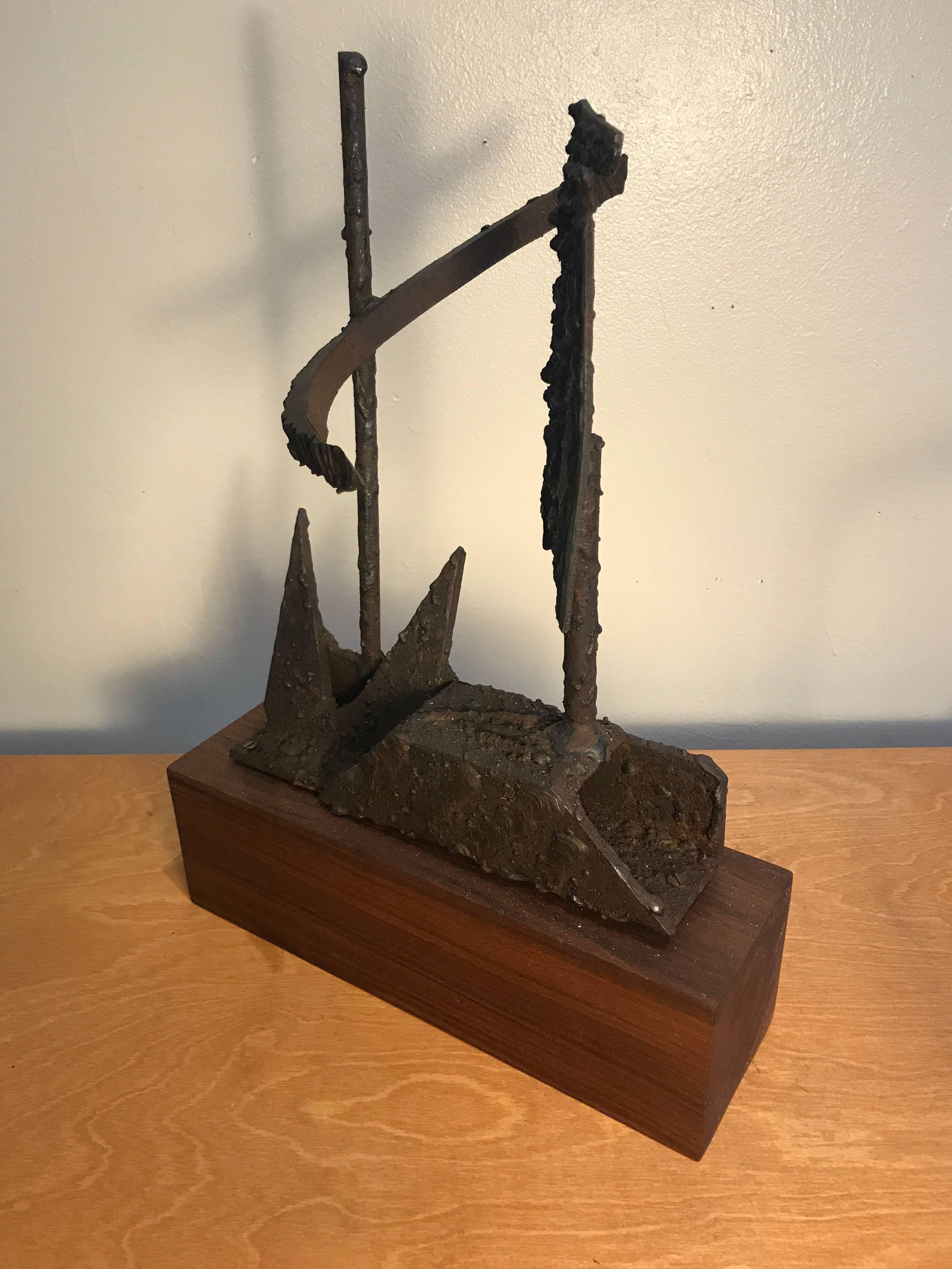 1970s Torch Cut Iron Brutalist Abstract Sculpture For Sale 2
